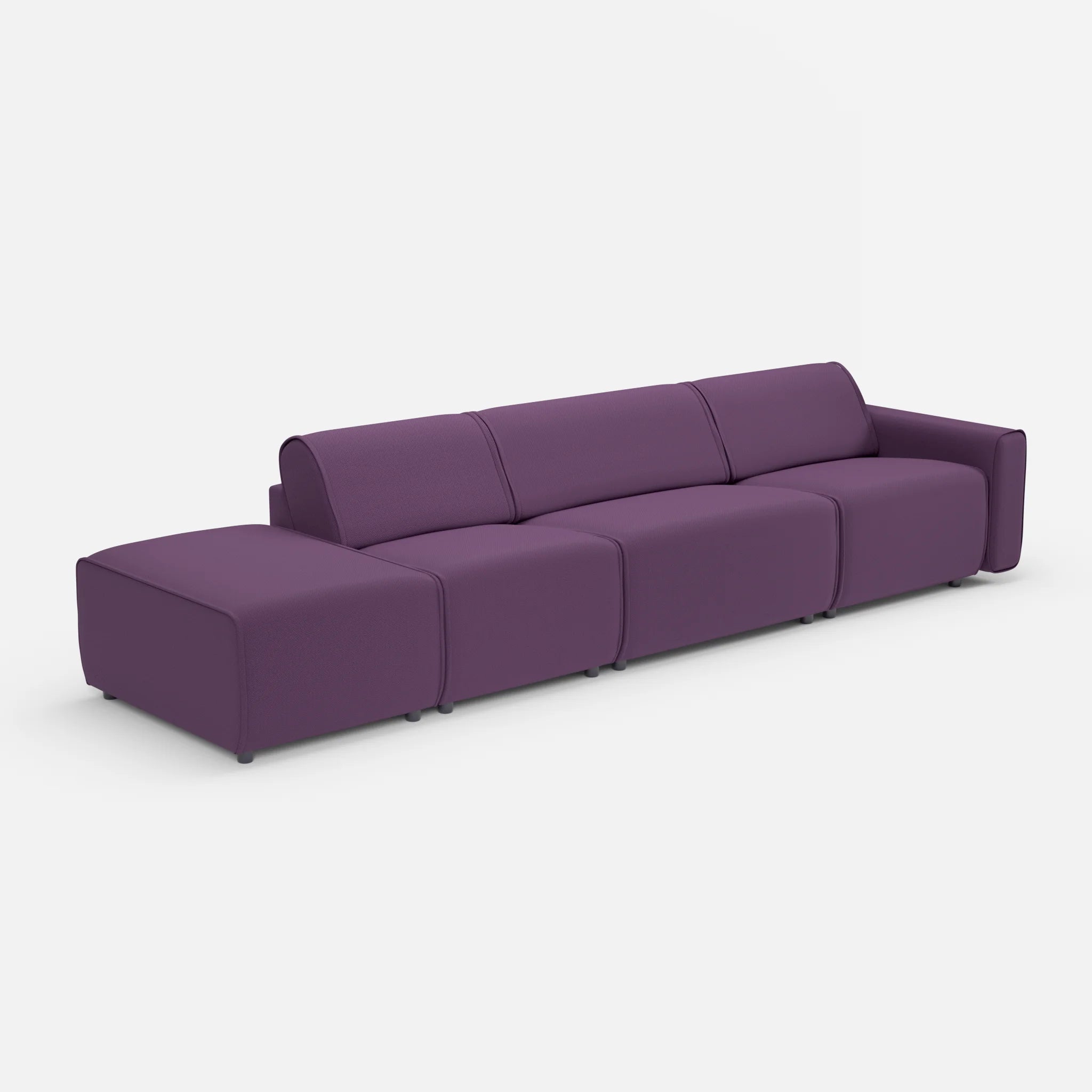 3 Sitzer Sofa Belleform mit offener Seite links 1 novumprune in Violett von der Seite