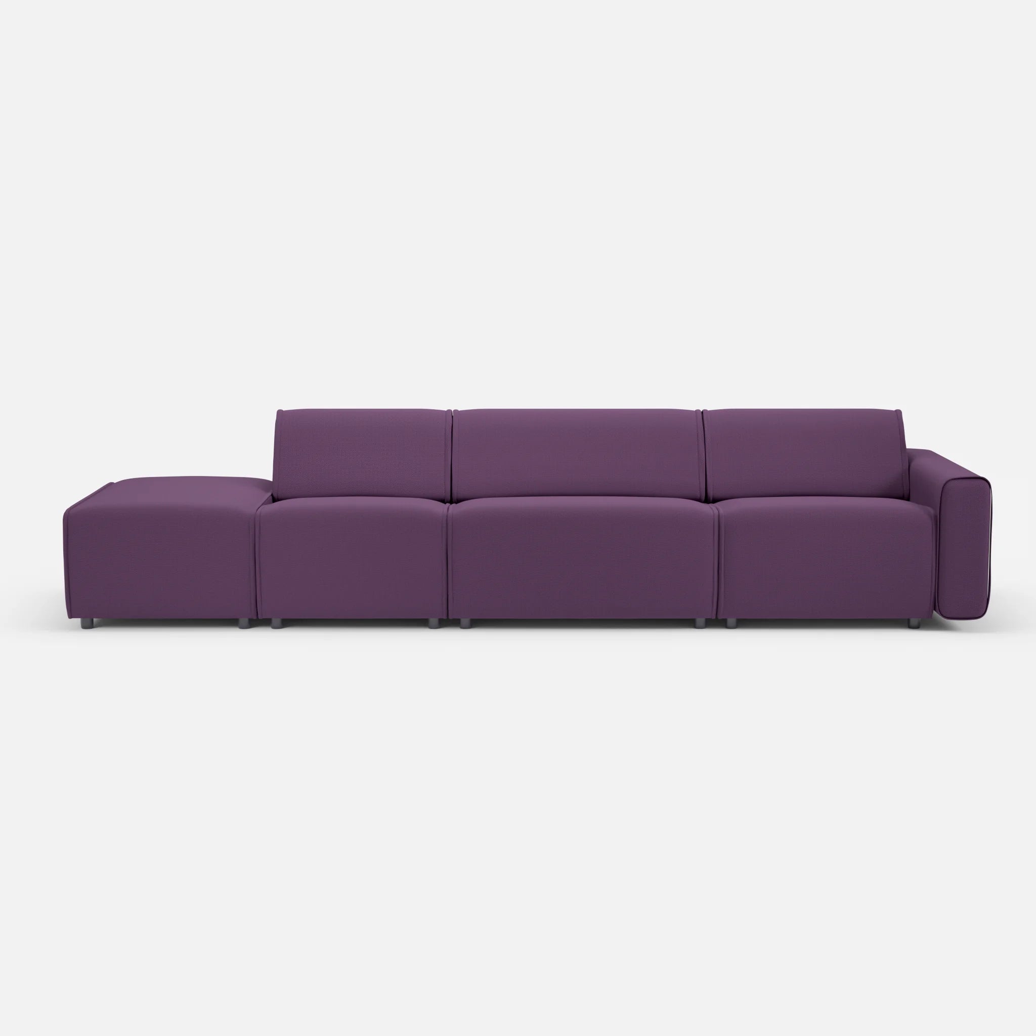 3 Sitzer Sofa Belleform mit offener Seite links 1 novumprune in Violett von vorne