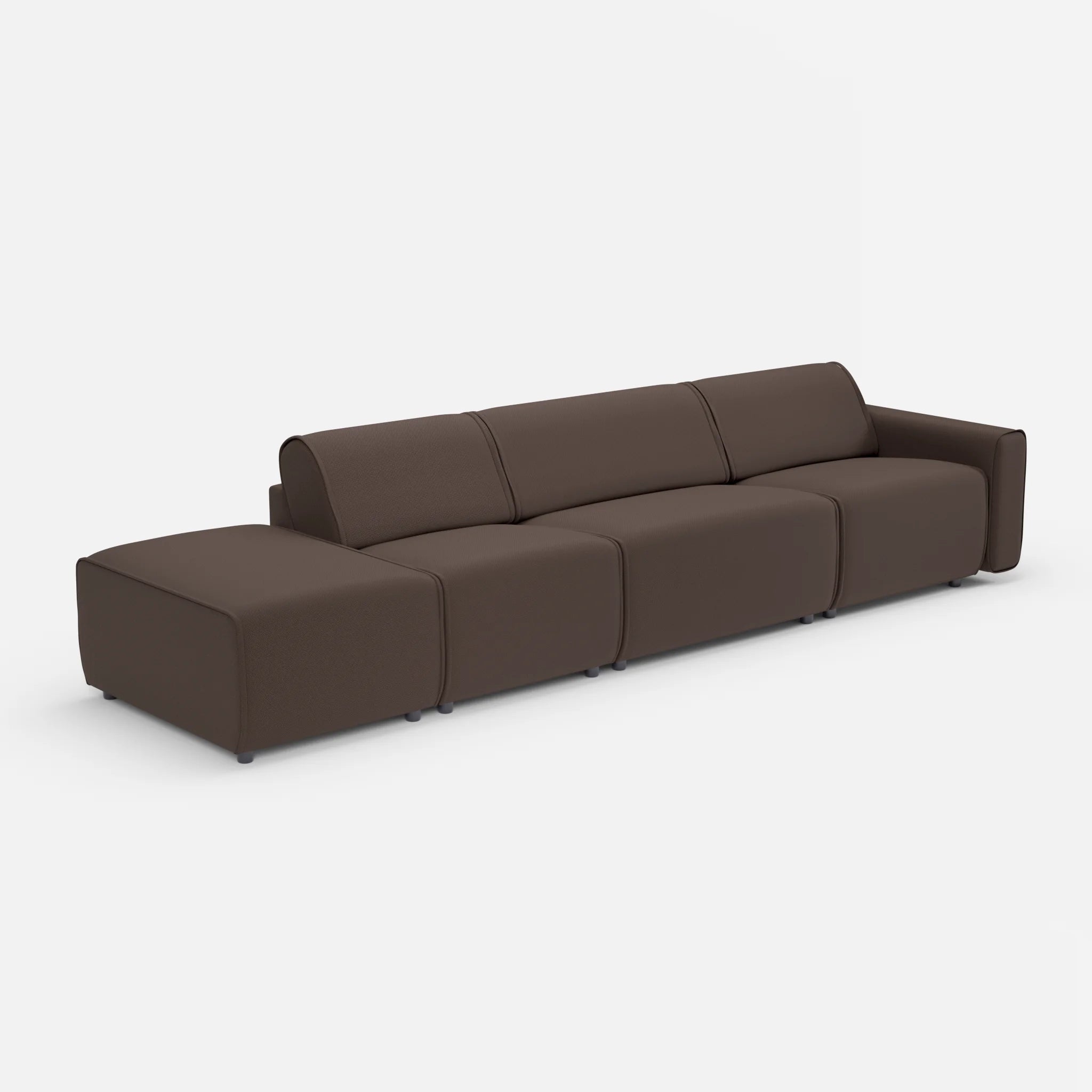 3 Sitzer Sofa Belleform mit offener Seite links 1 novumrosewood in Dunkelbraun von der Seite