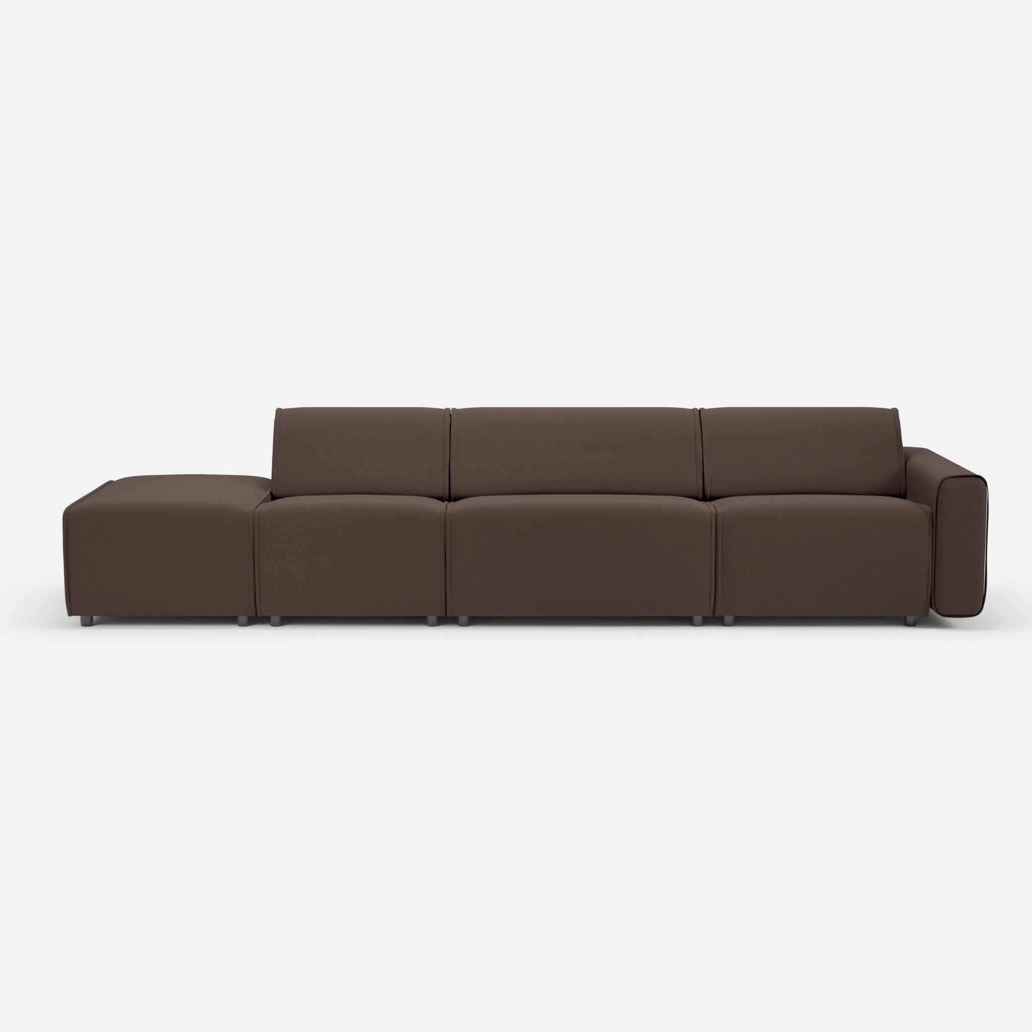 3 Sitzer Sofa Belleform mit offener Seite links 1 novumrosewood in Dunkelbraun von vorne