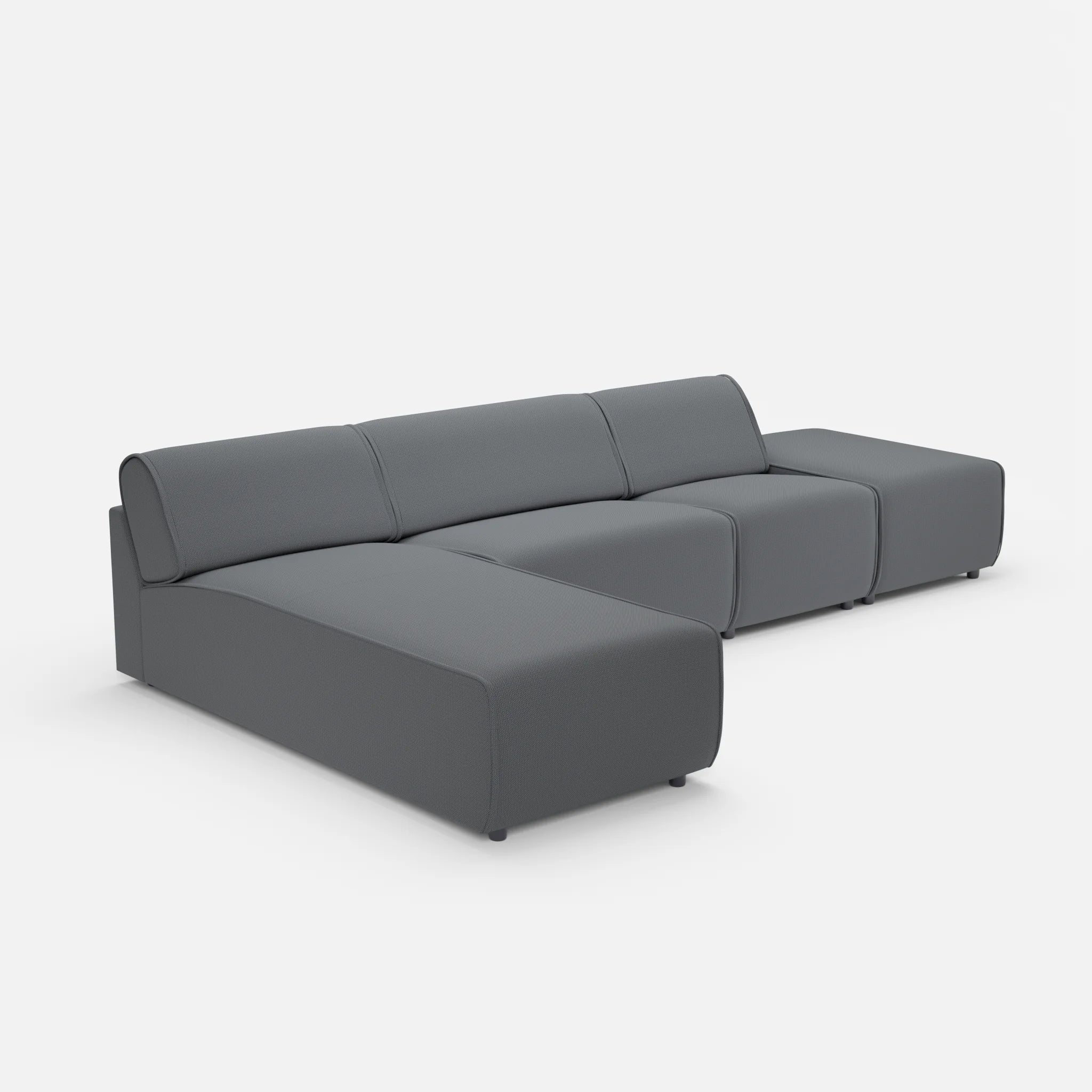 3 Sitzer Sofa Belleform mit offener Seite und Récamiere 1 credoasphalt in Anthrazit von der Seite