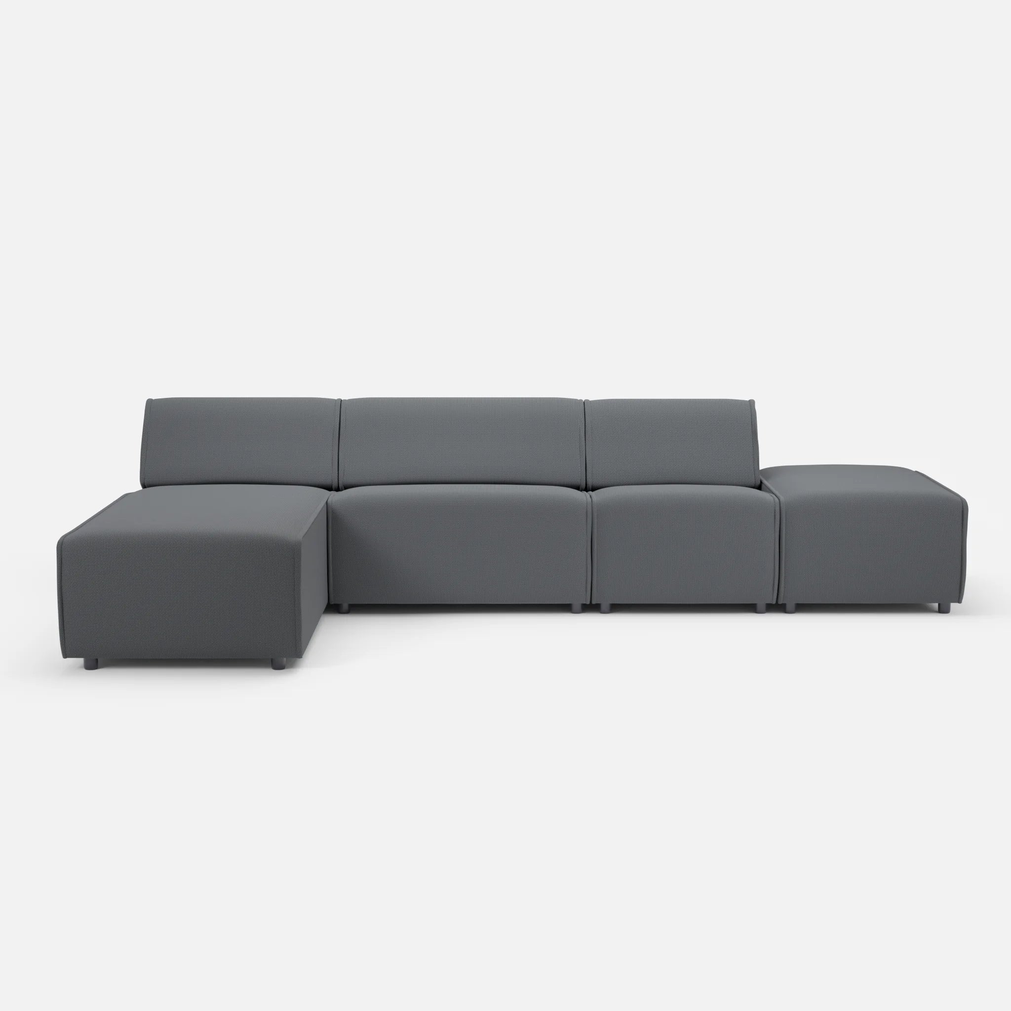 3 Sitzer Sofa Belleform mit offener Seite und Récamiere 1 credoasphalt in Anthrazit von vorne