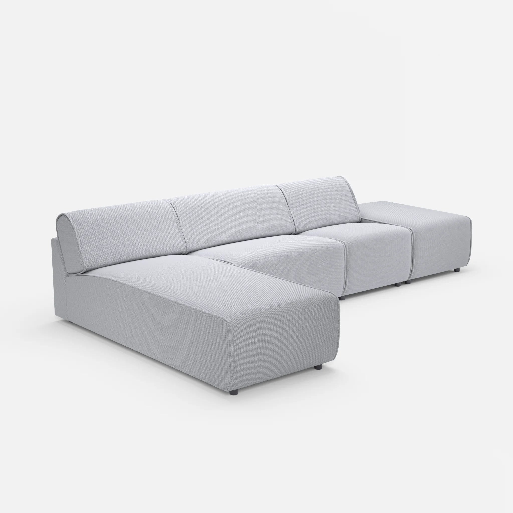 3 Sitzer Sofa Belleform mit offener Seite und Récamiere 1 credochalk in Hellgrau von der Seite