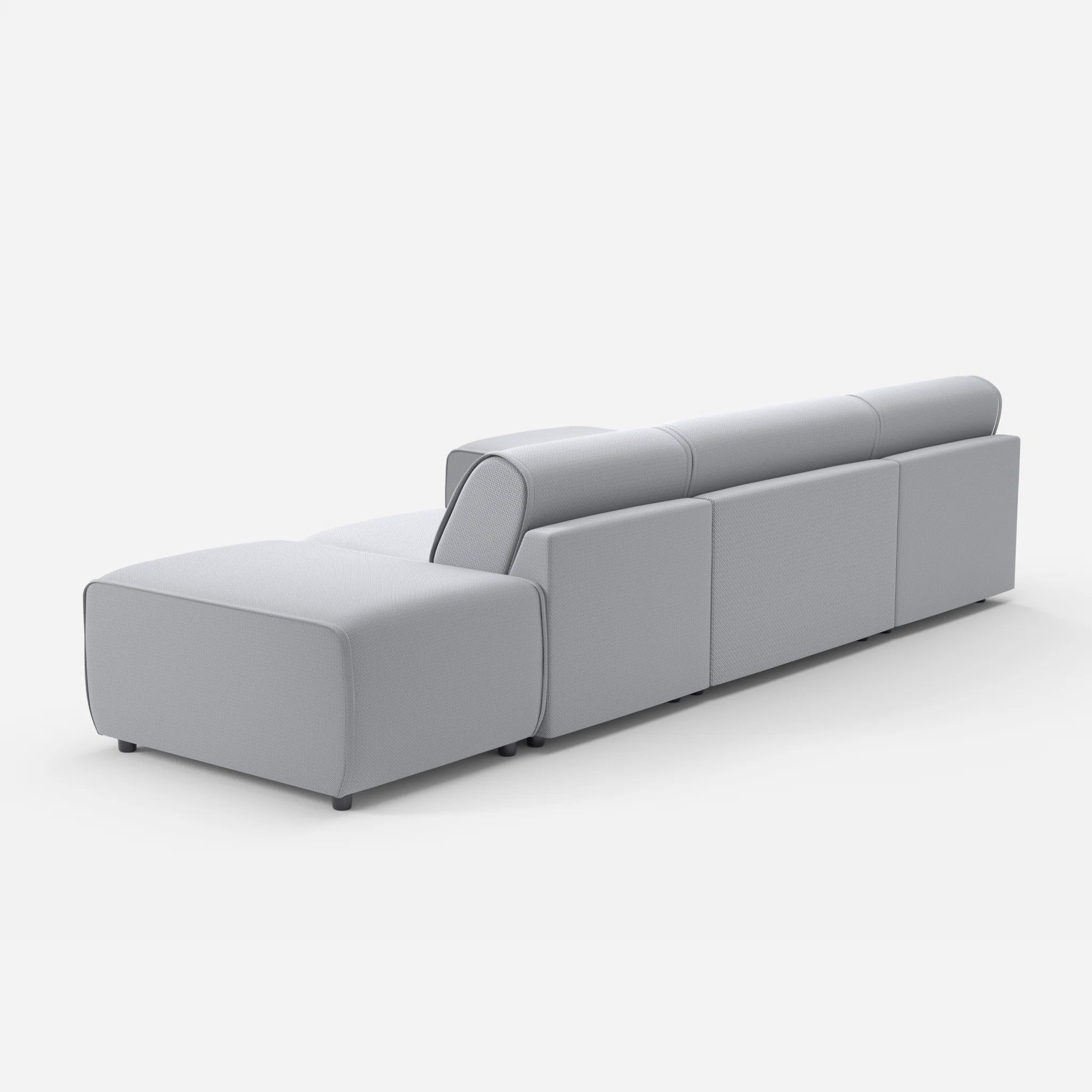 3 Sitzer Sofa Belleform mit offener Seite und Récamiere 1 credochalk in Hellgrau von hinten