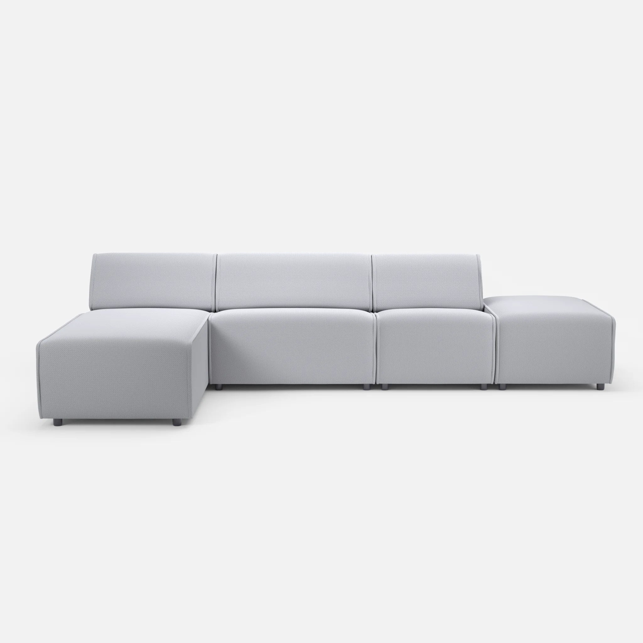 3 Sitzer Sofa Belleform mit offener Seite und Récamiere 1 credochalk in Hellgrau von vorne