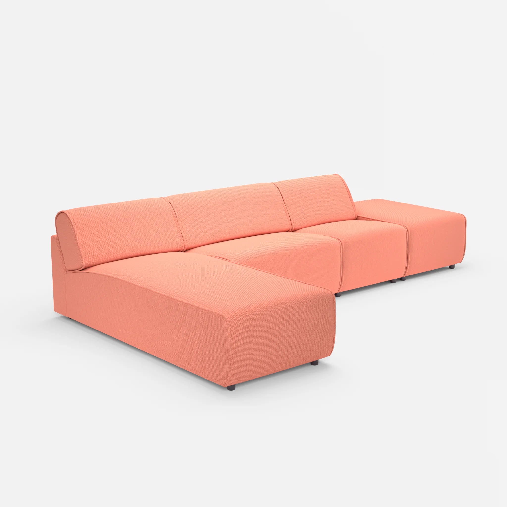 3 Sitzer Sofa Belleform mit offener Seite und Récamiere 1 credograpefruit in Coral von der Seite