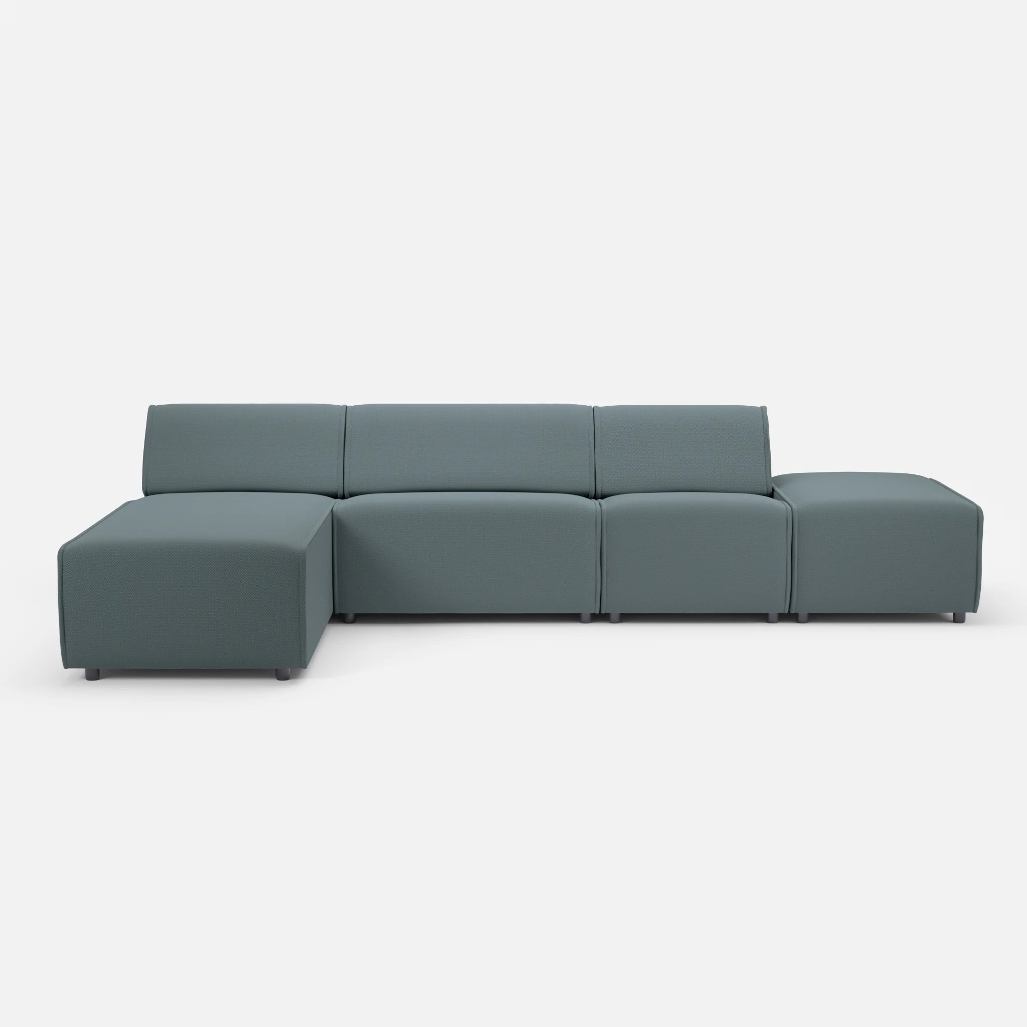 3 Sitzer Sofa Belleform mit offener Seite und Récamiere 1 credojaspis in Türkis von vorne