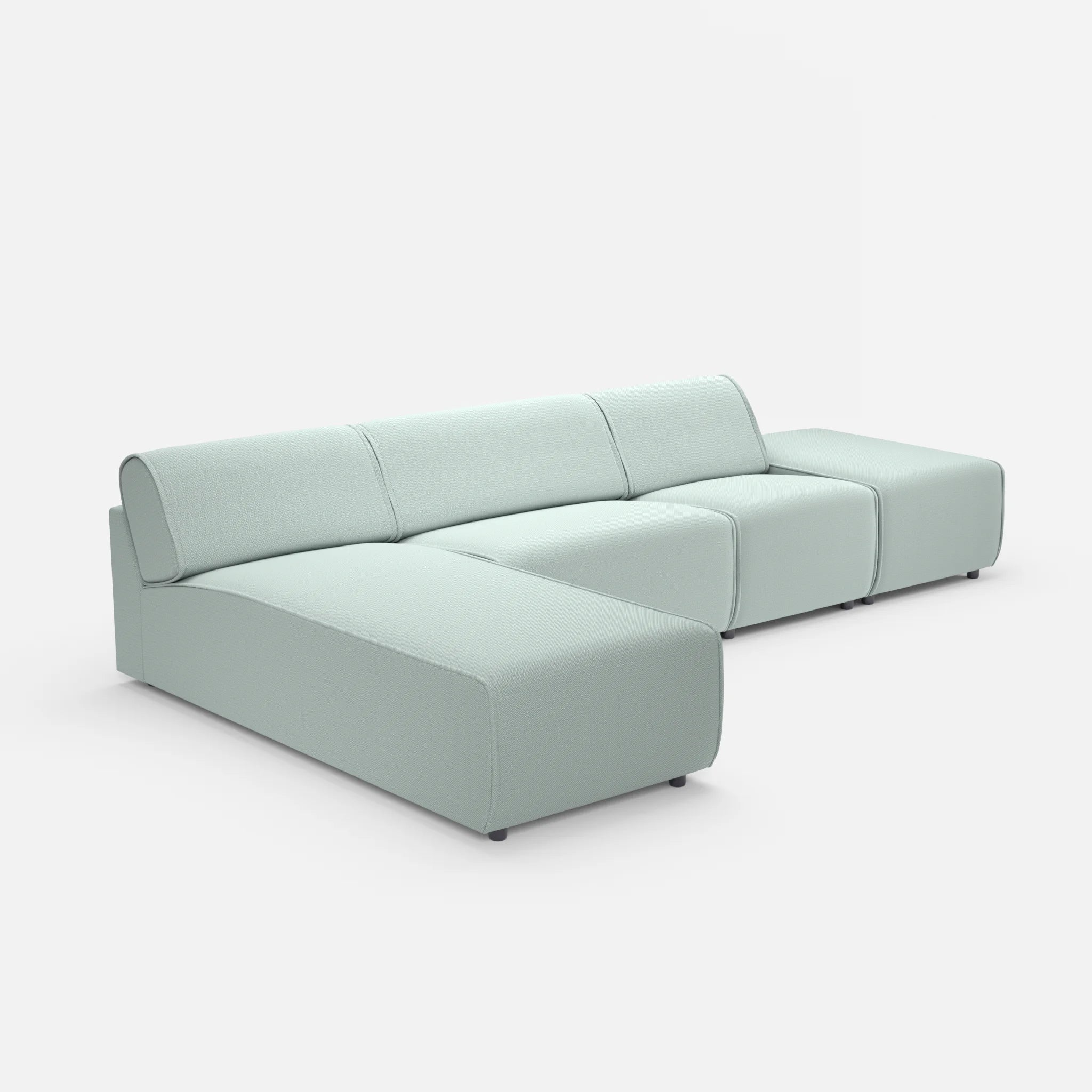 3 Sitzer Sofa Belleform mit offener Seite und Récamiere 1 credolake in Graublau von der Seite