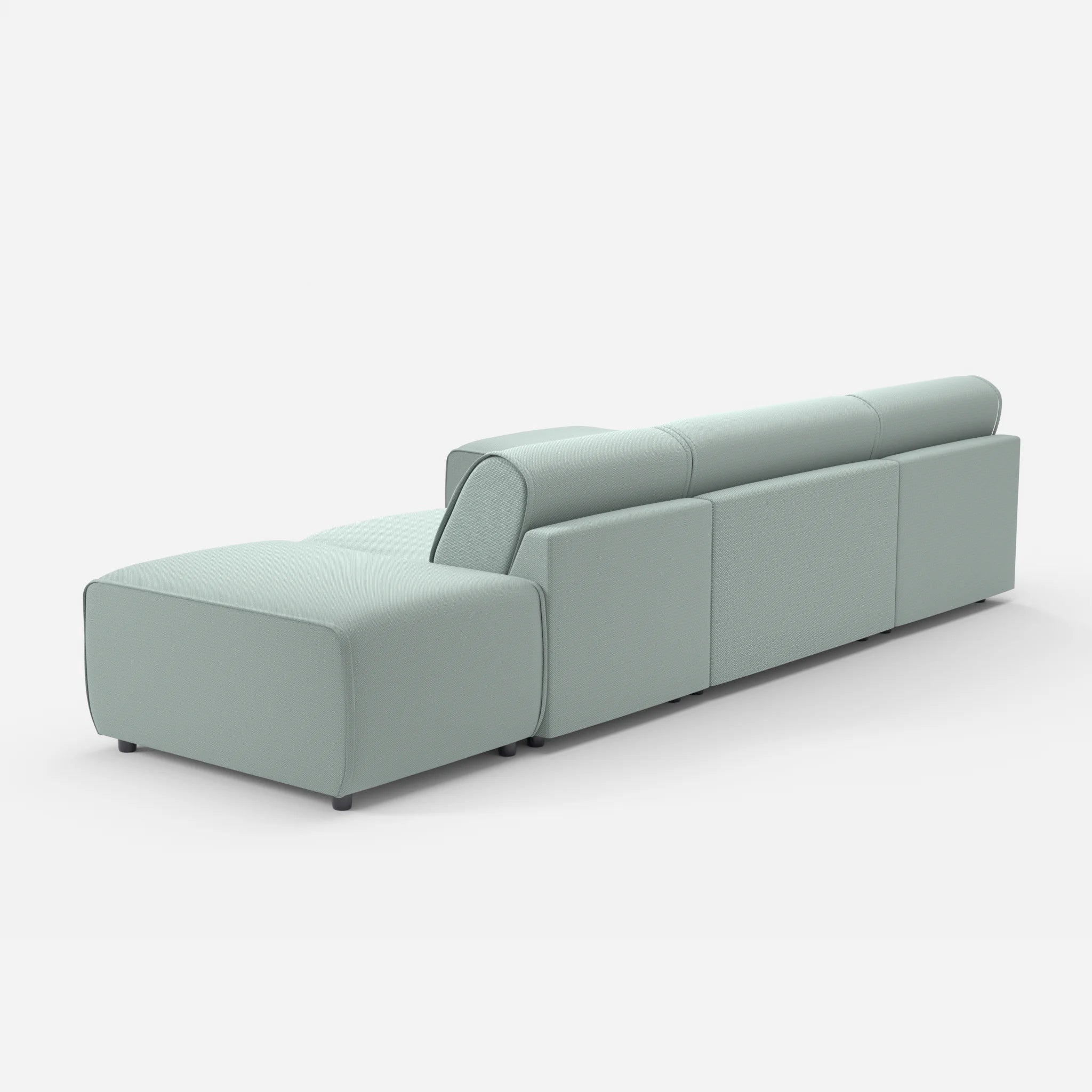 3 Sitzer Sofa Belleform mit offener Seite und Récamiere 1 credolake in Graublau von hinten
