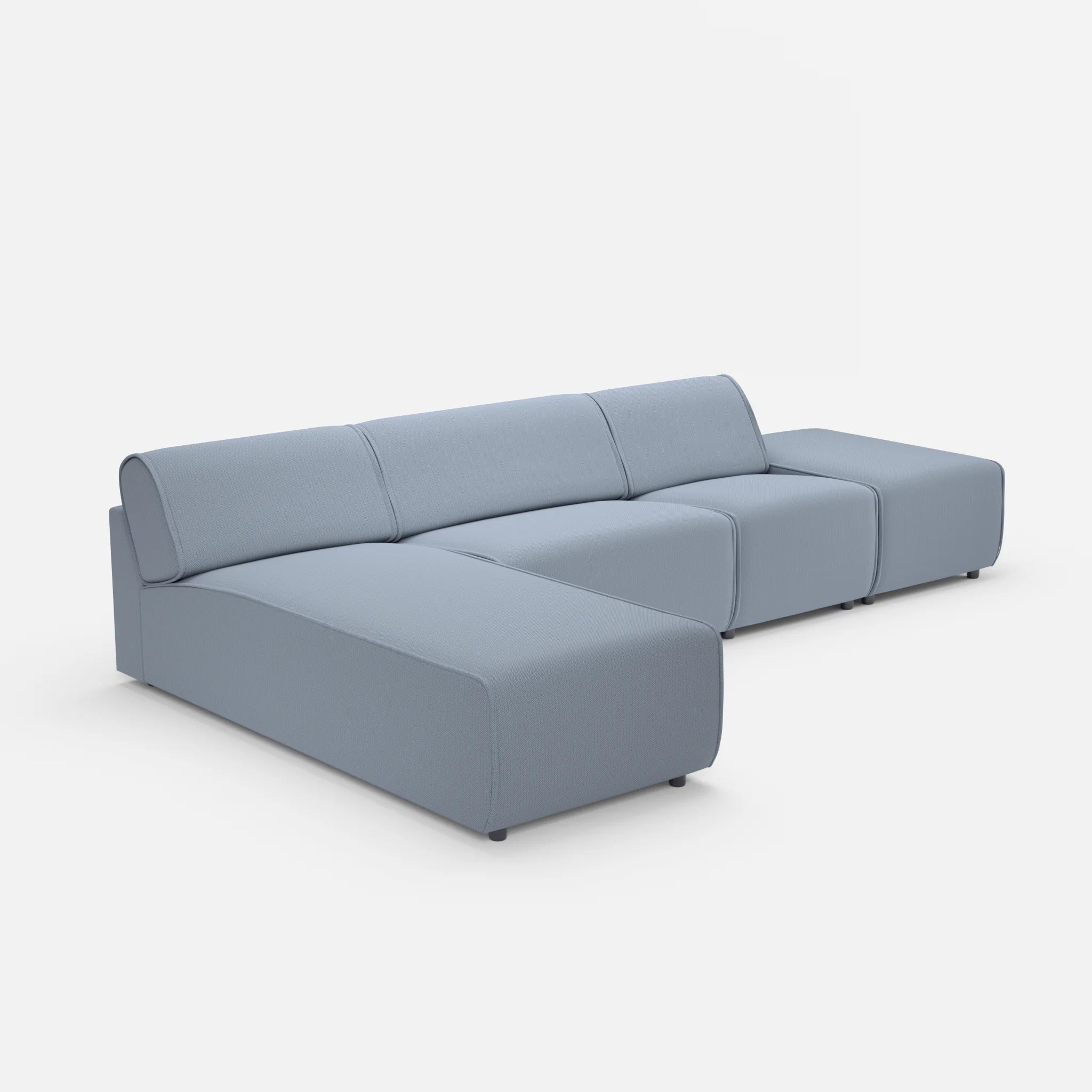 3 Sitzer Sofa Belleform mit offener Seite und Récamiere 1 credosea in Blau von der Seite