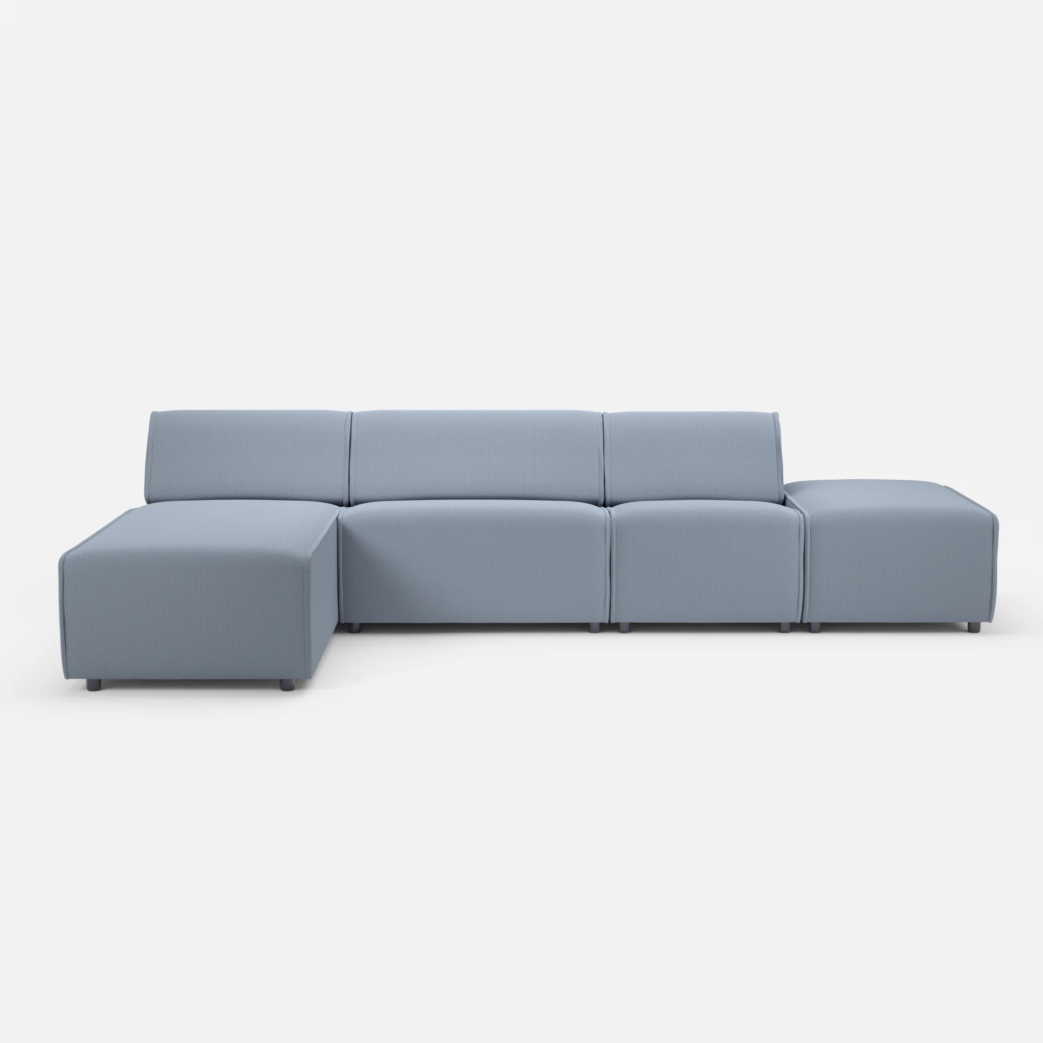 3 Sitzer Sofa Belleform mit offener Seite und Récamiere 1 credosea in Blau von vorne