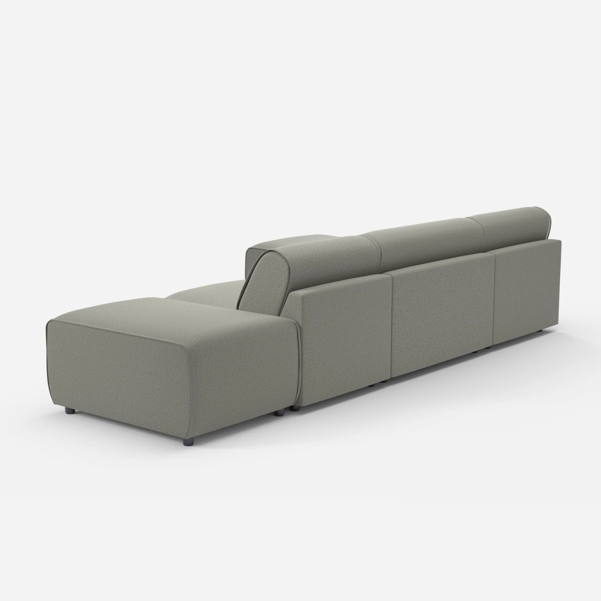 3 Sitzer Sofa Belleform mit offener Seite und Récamiere 1 dama0003 in Mittelgrau von hinten