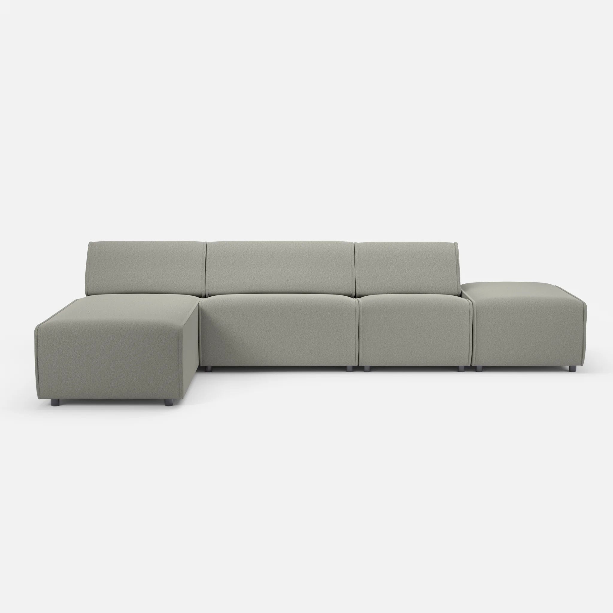 3 Sitzer Sofa Belleform mit offener Seite und Récamiere 1 dama0003 in Mittelgrau von vorne