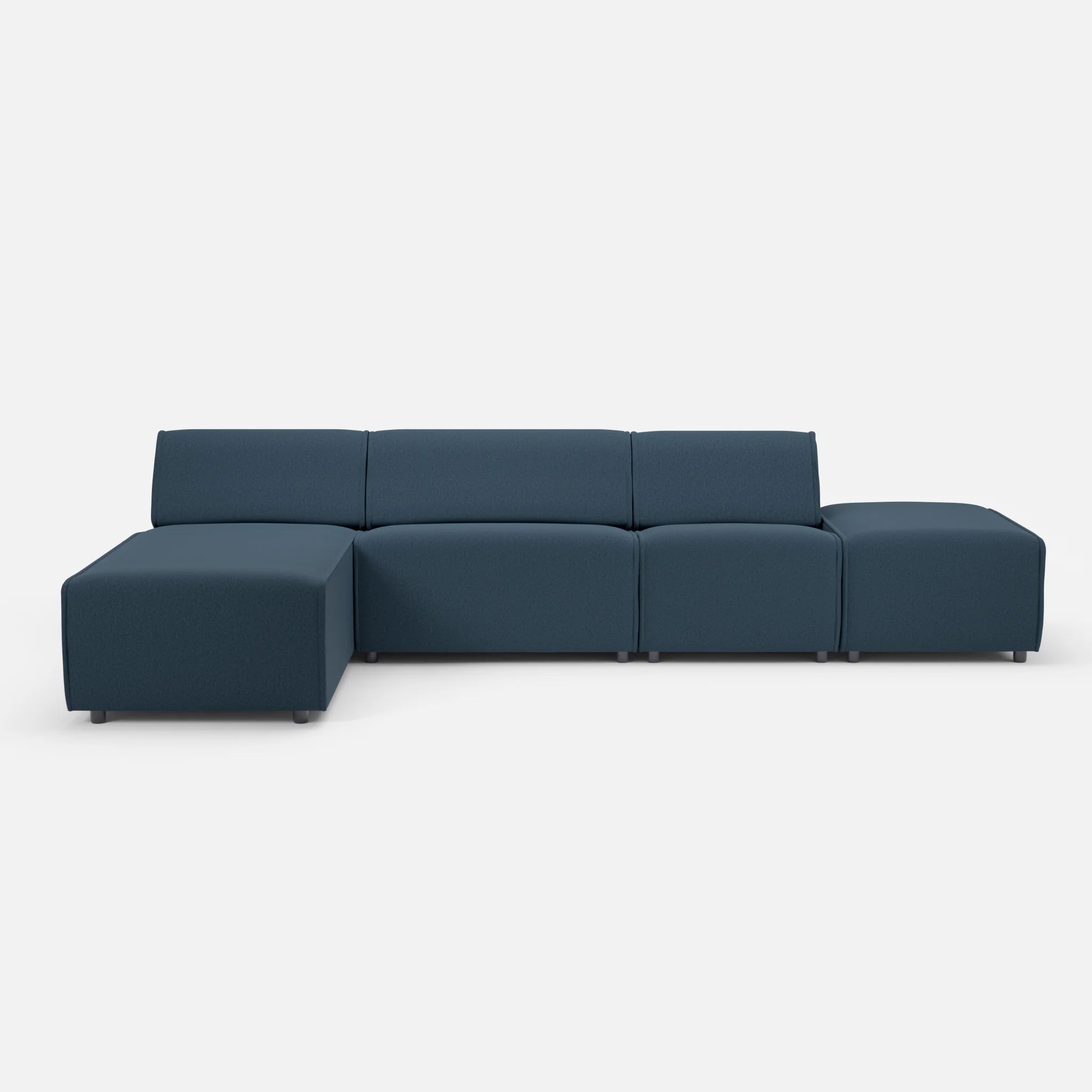 3 Sitzer Sofa Belleform mit offener Seite und Récamiere 1 dama0014 in Dunkelblau von vorne