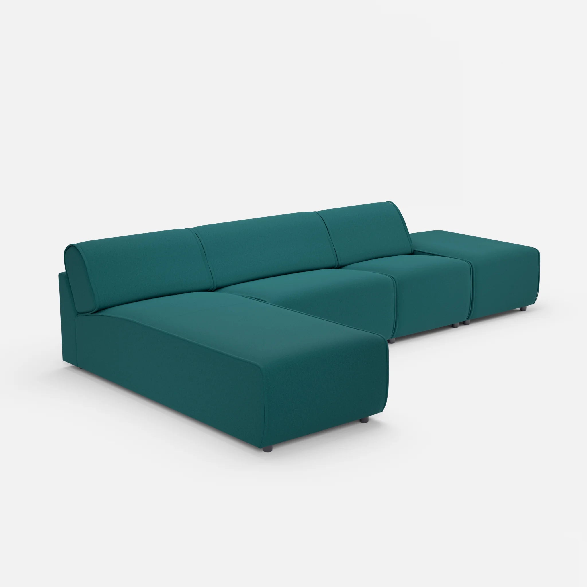 3 Sitzer Sofa Belleform mit offener Seite und Récamiere 1 dama0018 in Türkis von der Seite
