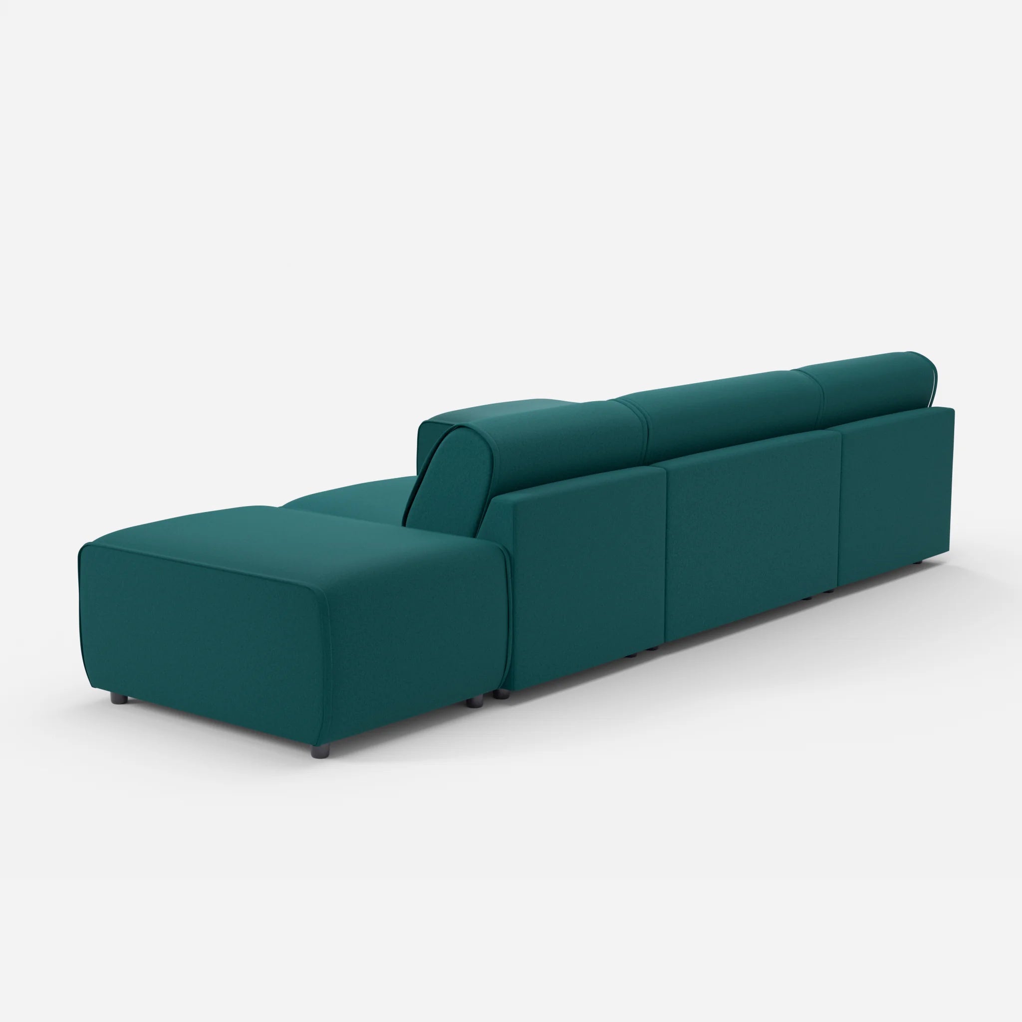 3 Sitzer Sofa Belleform mit offener Seite und Récamiere 1 dama0018 in Türkis von hinten