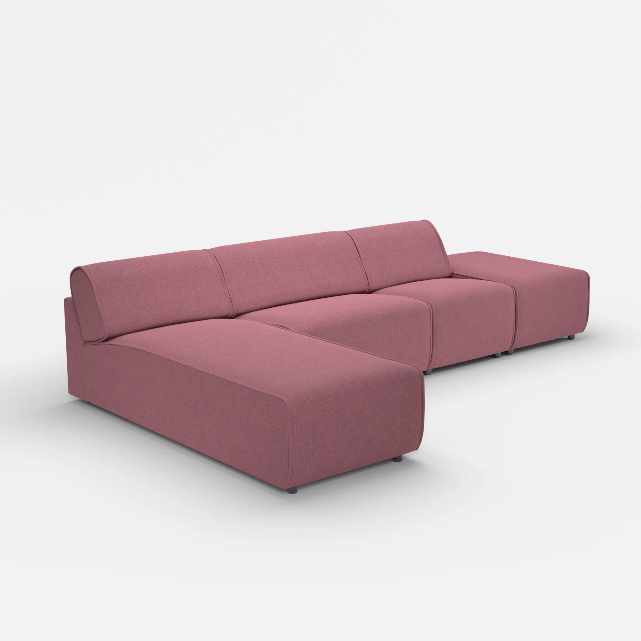 3 Sitzer Sofa Belleform mit offener Seite und Récamiere 1 dama0041 in Violett von der Seite