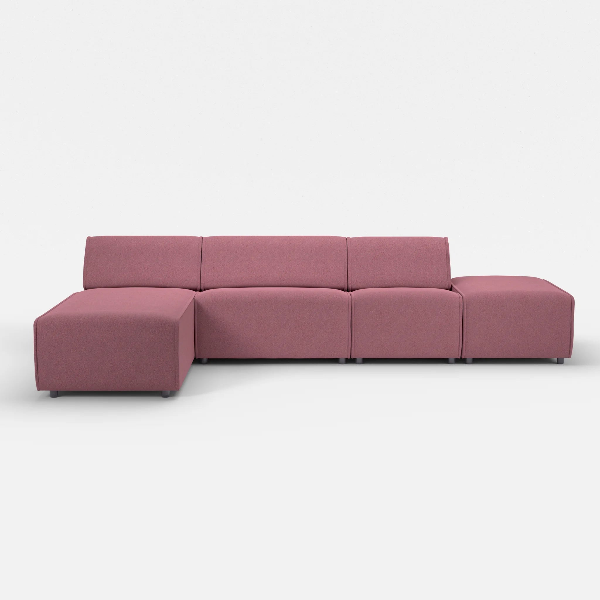 3 Sitzer Sofa Belleform mit offener Seite und Récamiere 1 dama0041 in Violett von vorne