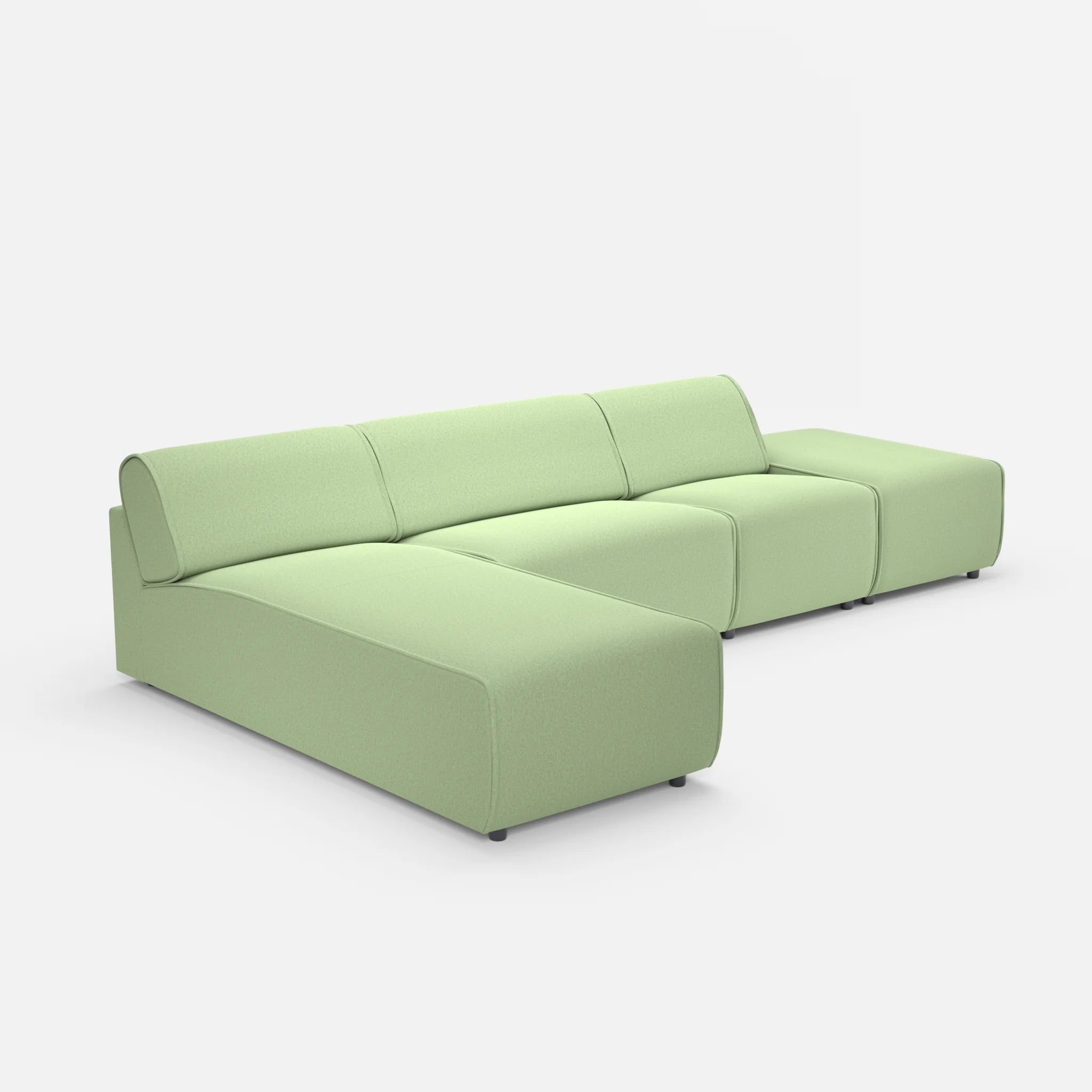 3 Sitzer Sofa Belleform mit offener Seite und Récamiere 1 dama0042 in Hellgrün von der Seite