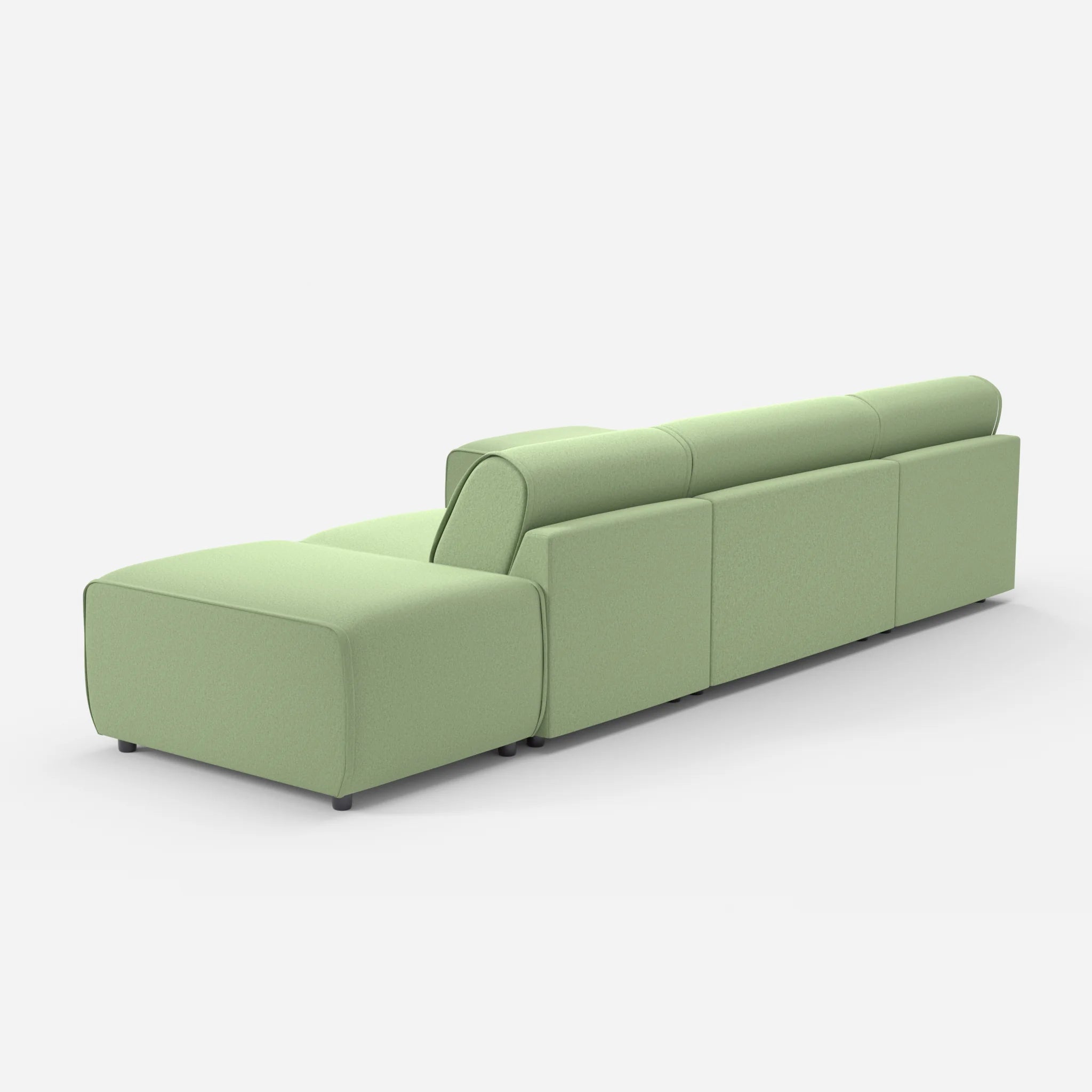 3 Sitzer Sofa Belleform mit offener Seite und Récamiere 1 dama0042 in Hellgrün von hinten