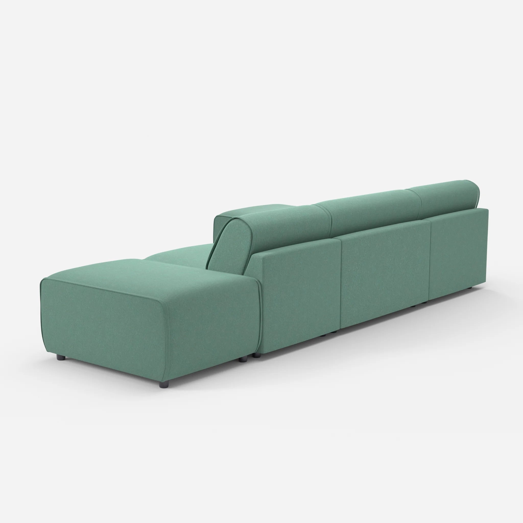 3 Sitzer Sofa Belleform mit offener Seite und Récamiere 1 dama0045 in Türkis von hinten