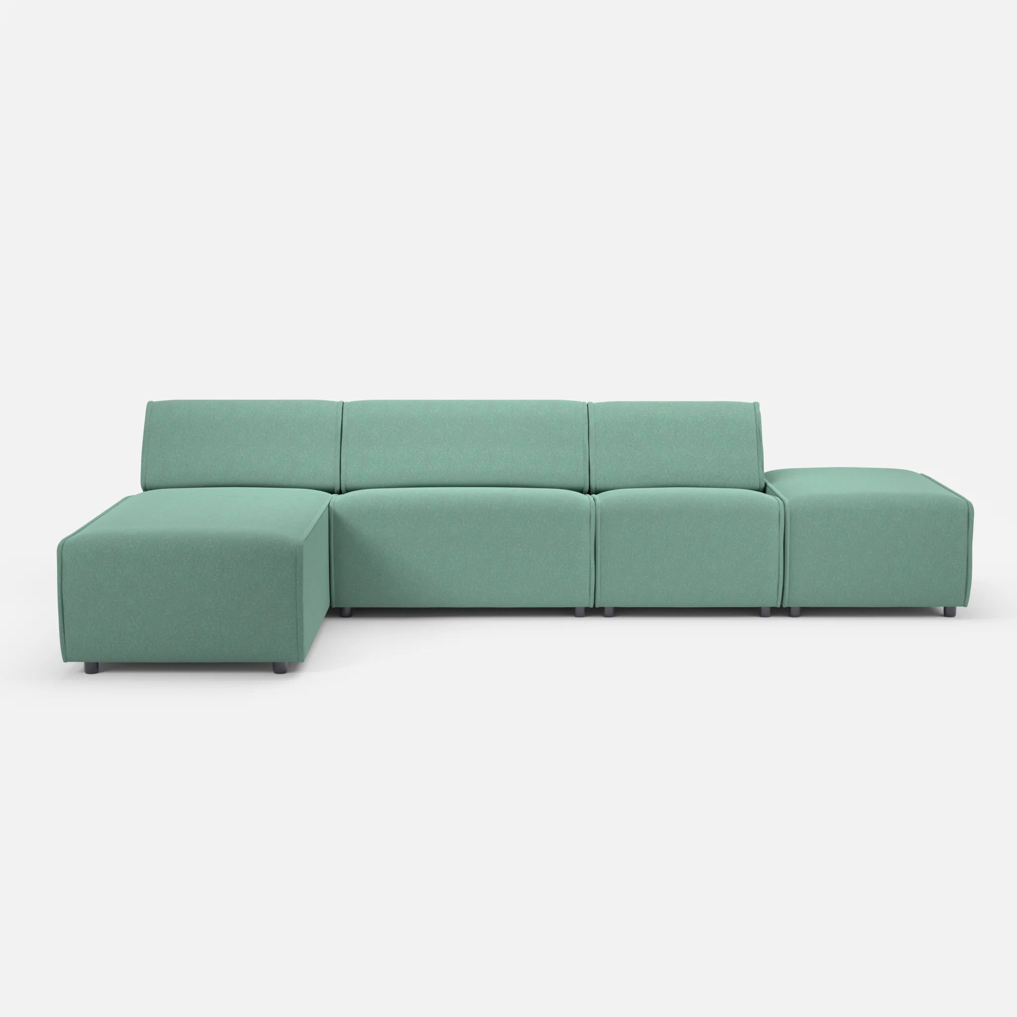 3 Sitzer Sofa Belleform mit offener Seite und Récamiere 1 dama0045 in Türkis von vorne