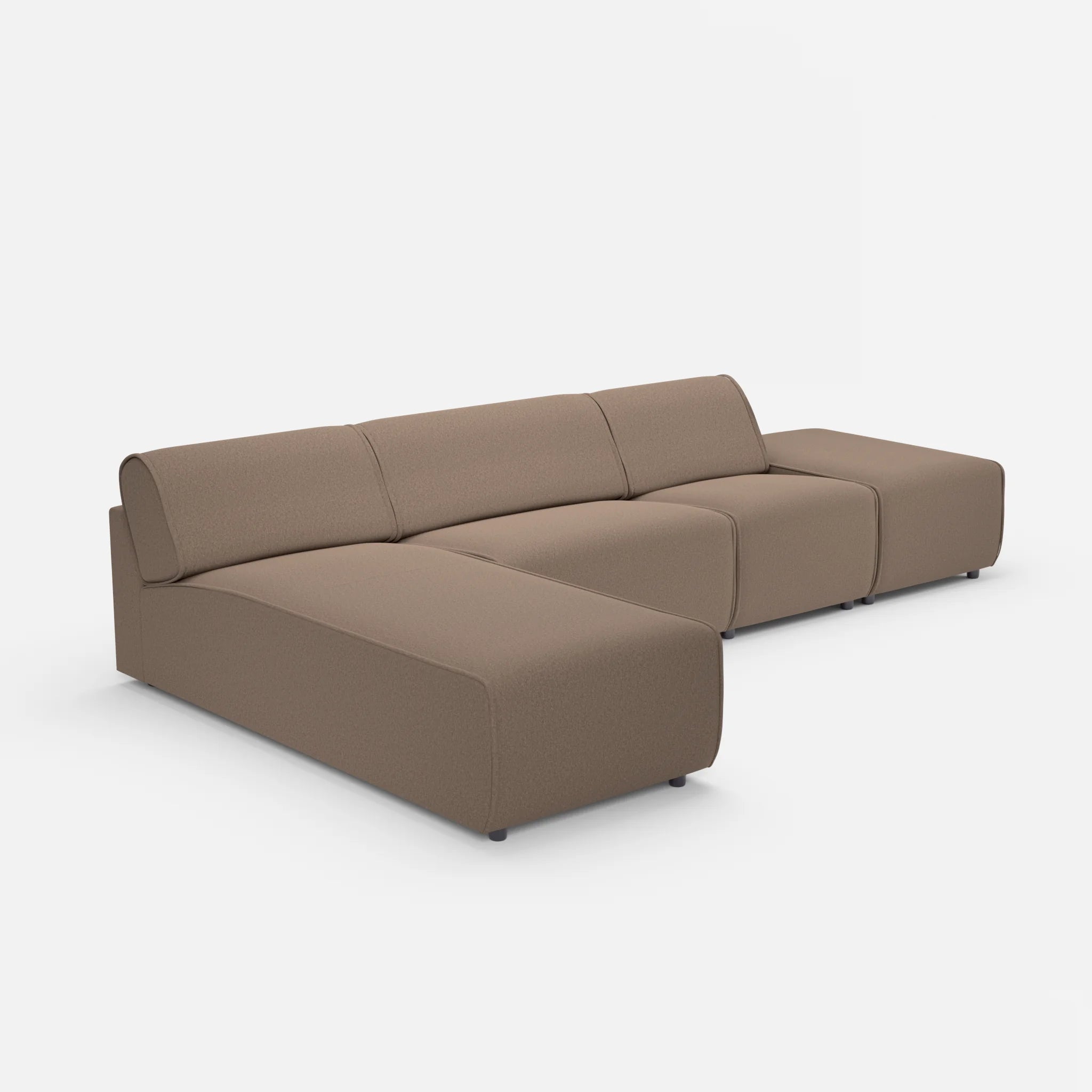 3 Sitzer Sofa Belleform mit offener Seite und Récamiere 1 dama0051 in Braun von der Seite