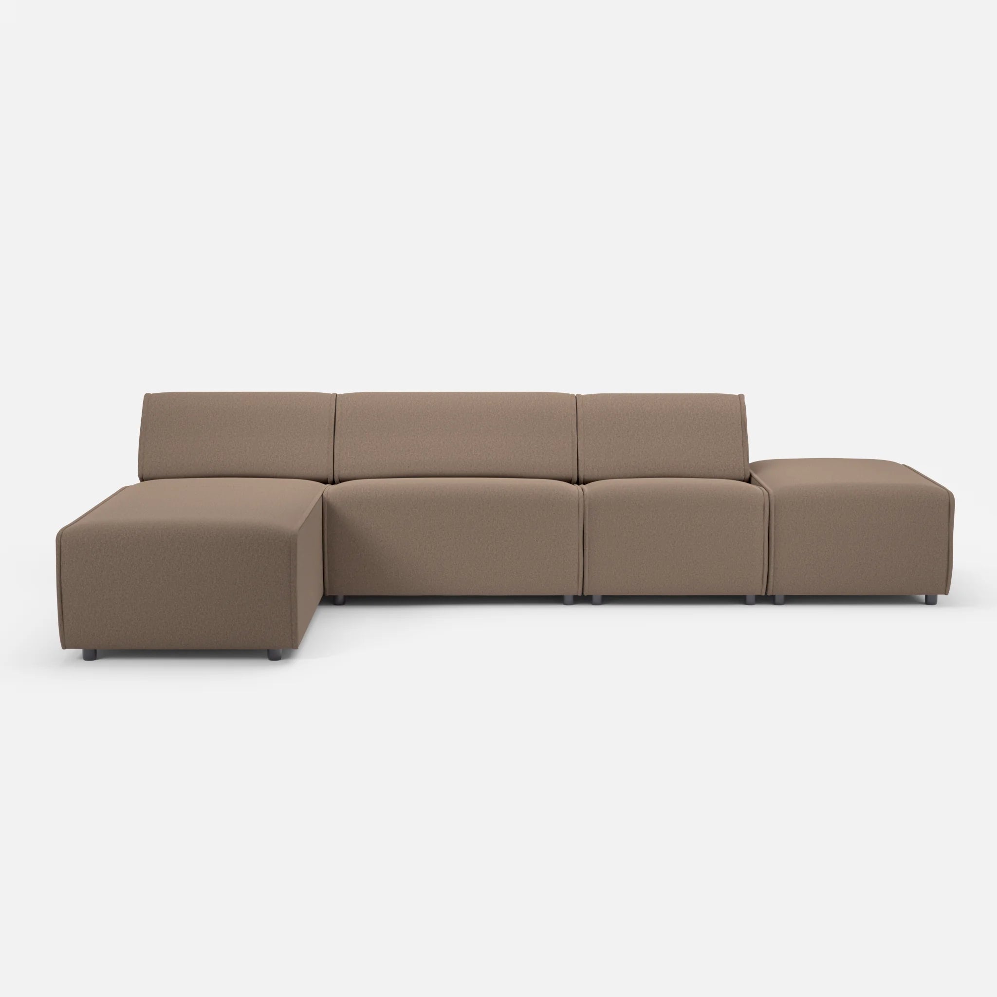 3 Sitzer Sofa Belleform mit offener Seite und Récamiere 1 dama0051 in Braun von vorne