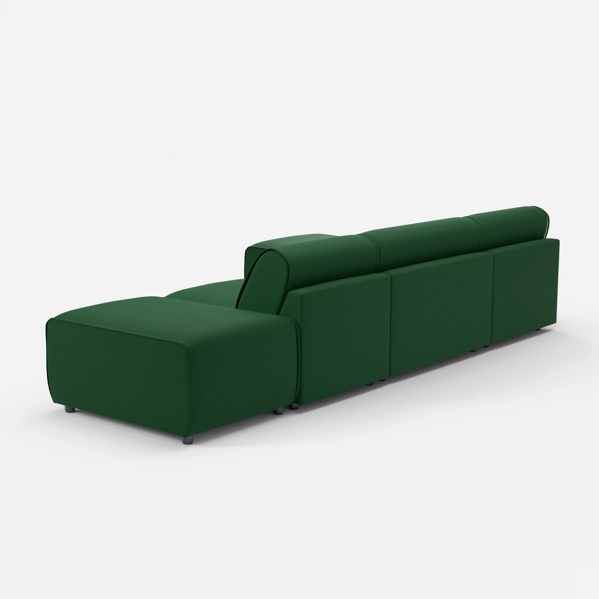 3 Sitzer Sofa Belleform mit offener Seite und Récamiere 1 dama0052 in Dunkelgrün von hinten