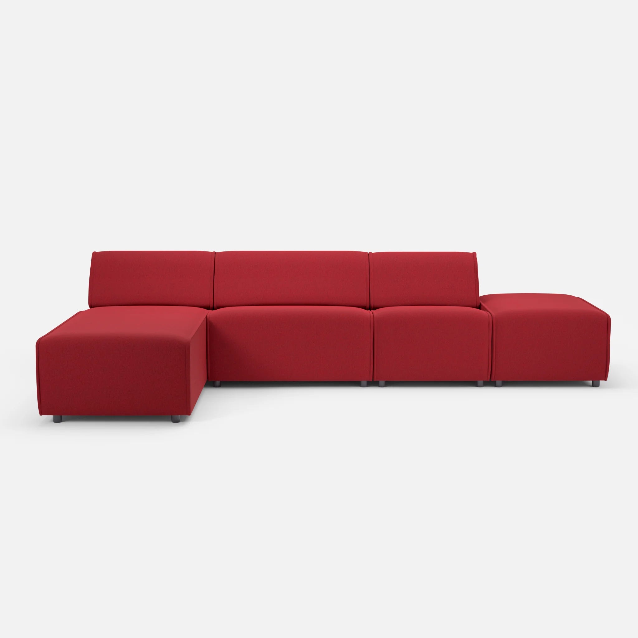 3 Sitzer Sofa Belleform mit offener Seite und Récamiere 1 dama0053 in Rot von vorne