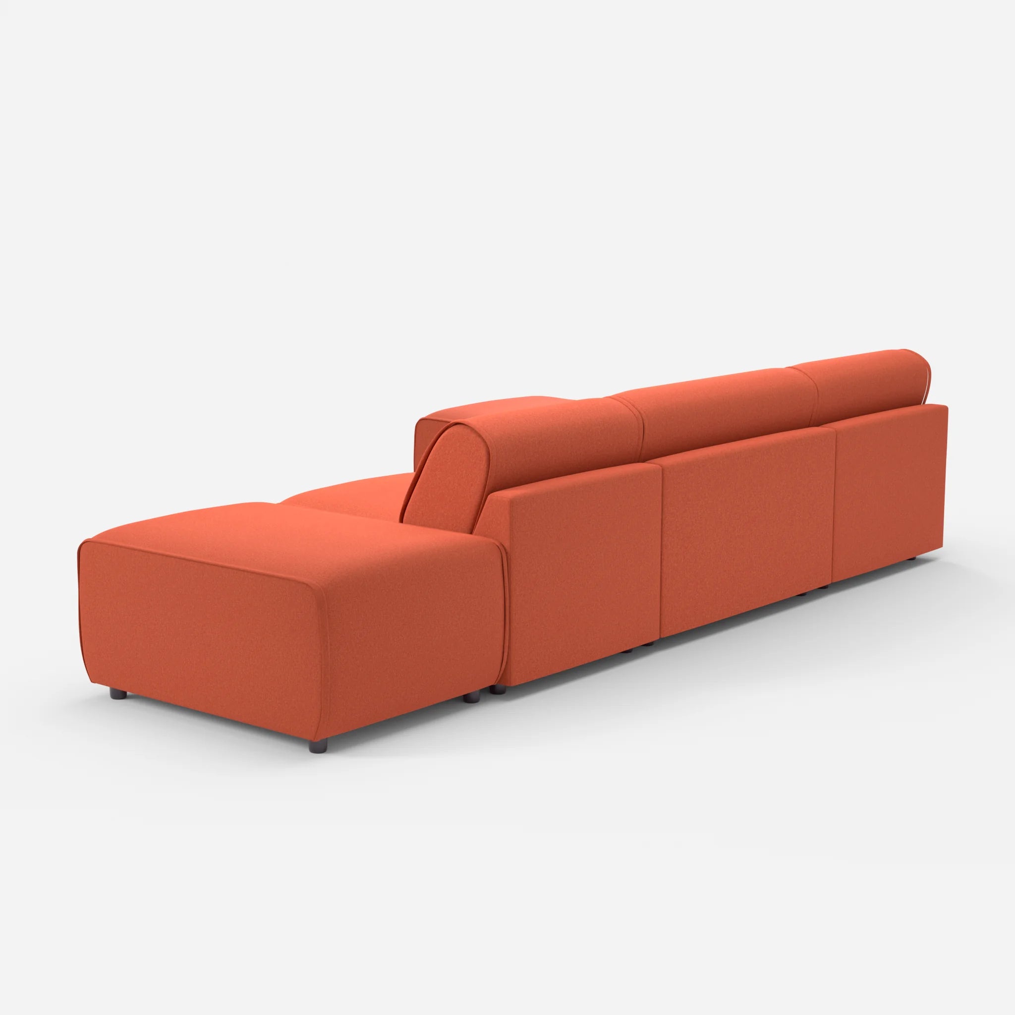 3 Sitzer Sofa Belleform mit offener Seite und Récamiere 1 dama0062 in Orange von hinten