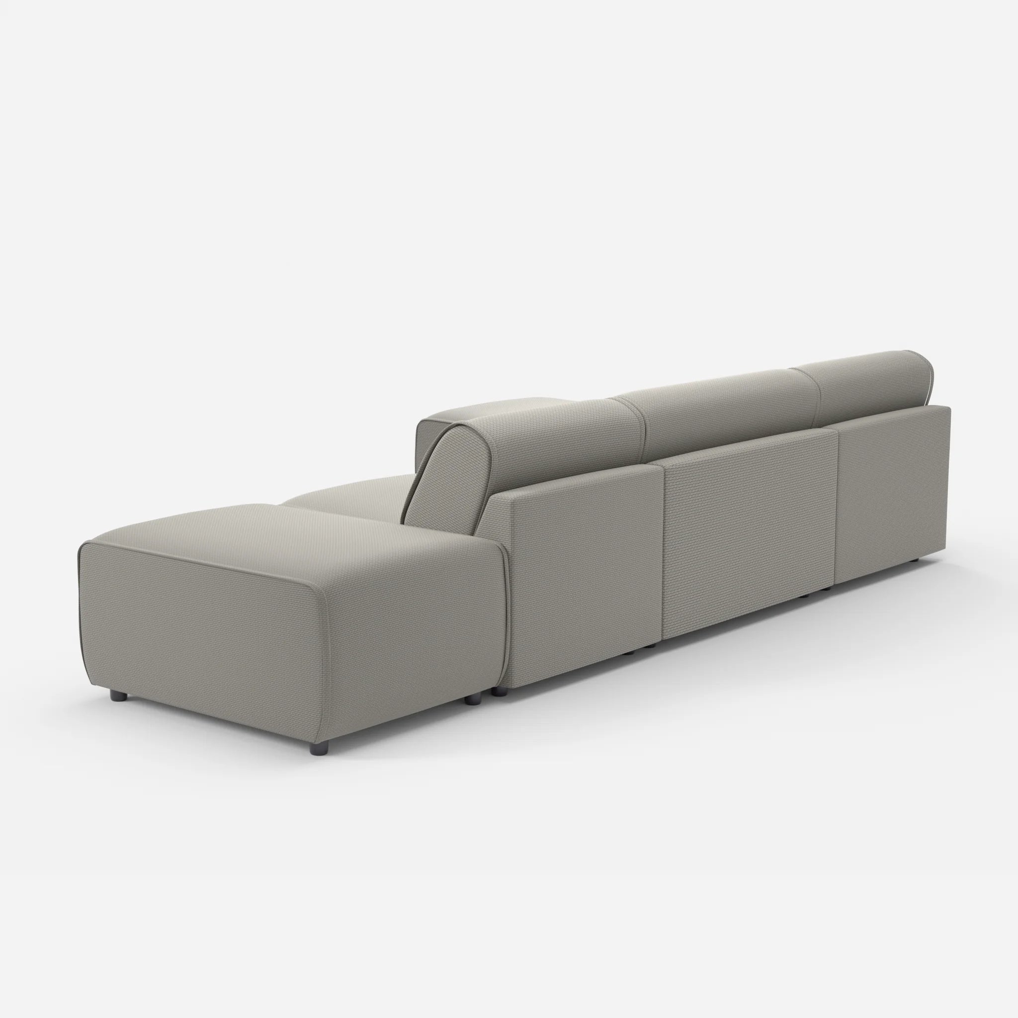 3 Sitzer Sofa Belleform mit offener Seite und Récamiere 1 nabucco1003 in Hellgrau von hinten