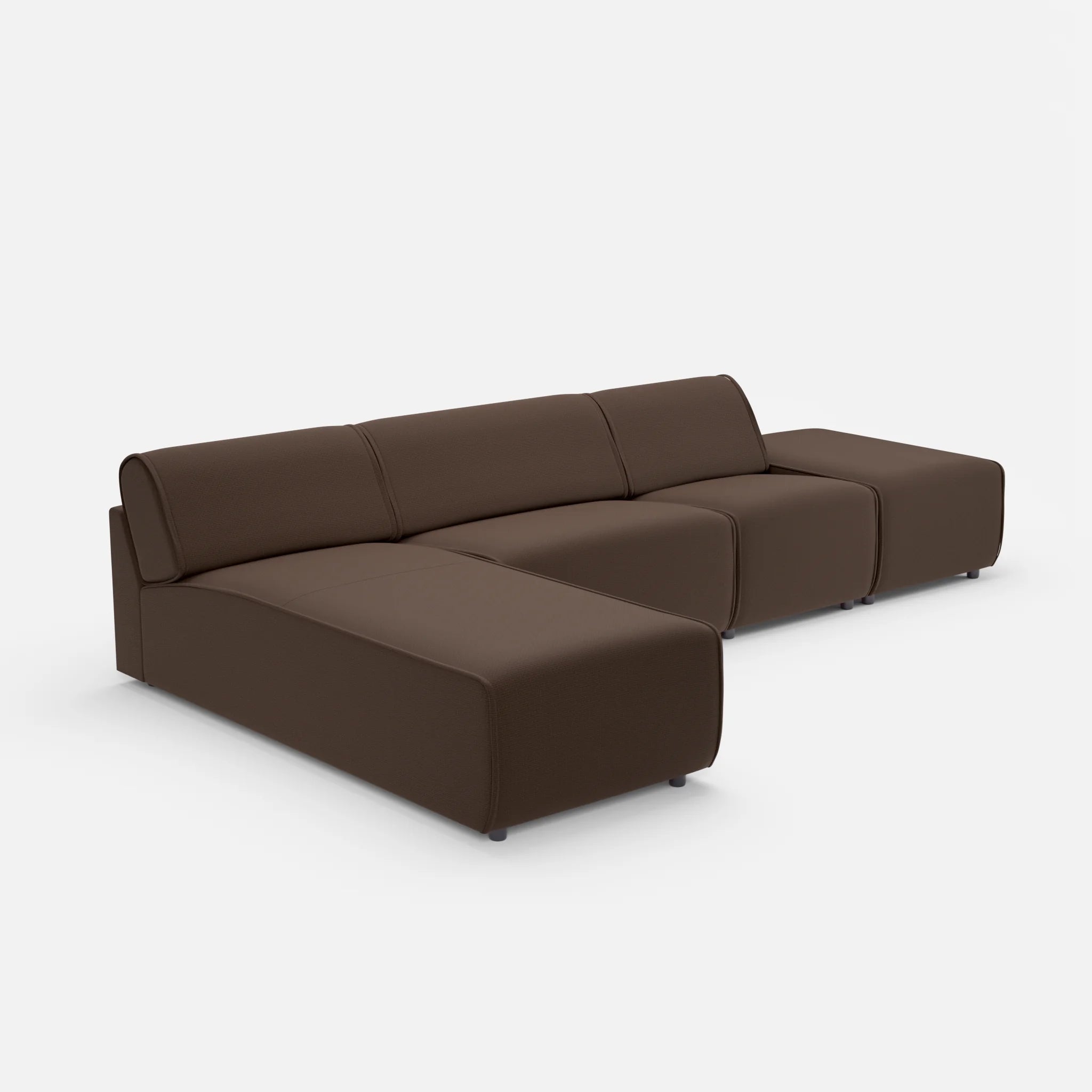 3 Sitzer Sofa Belleform mit offener Seite und Récamiere 1 nabucco2022 in Dunkelbraun von der Seite