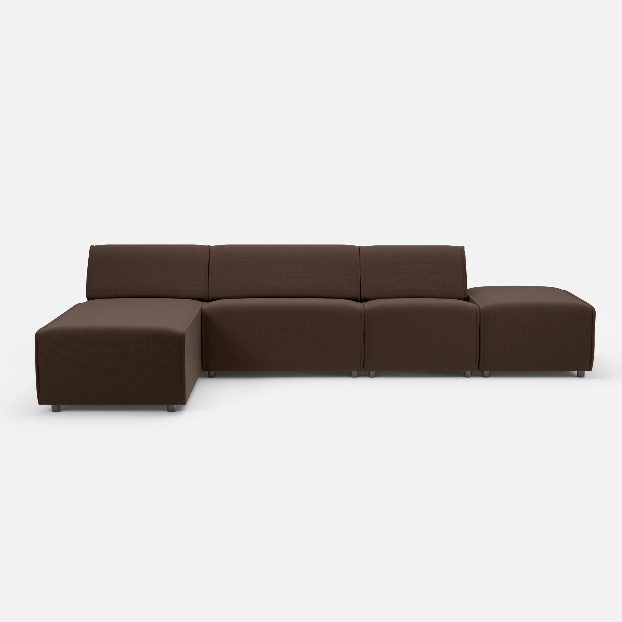 3 Sitzer Sofa Belleform mit offener Seite und Récamiere 1 nabucco2022 in Dunkelbraun von vorne