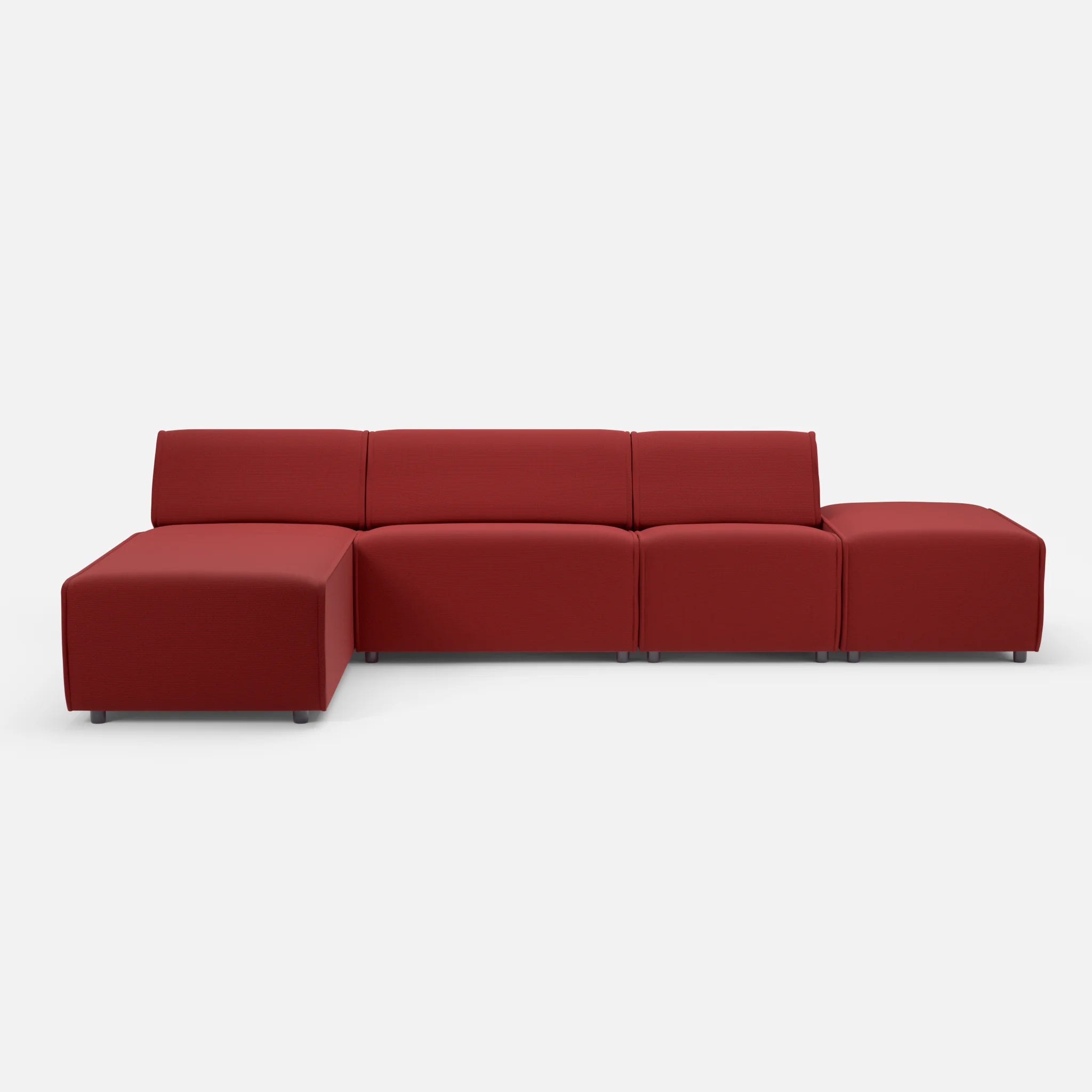 3 Sitzer Sofa Belleform mit offener Seite und Récamiere 1 nabucco4021 in Rot von vorne