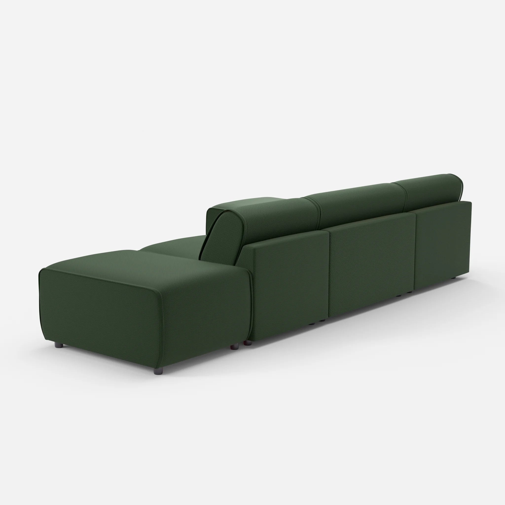 3 Sitzer Sofa Belleform mit offener Seite und Récamiere 1 nabucco7029 in Dunkelgrün von hinten