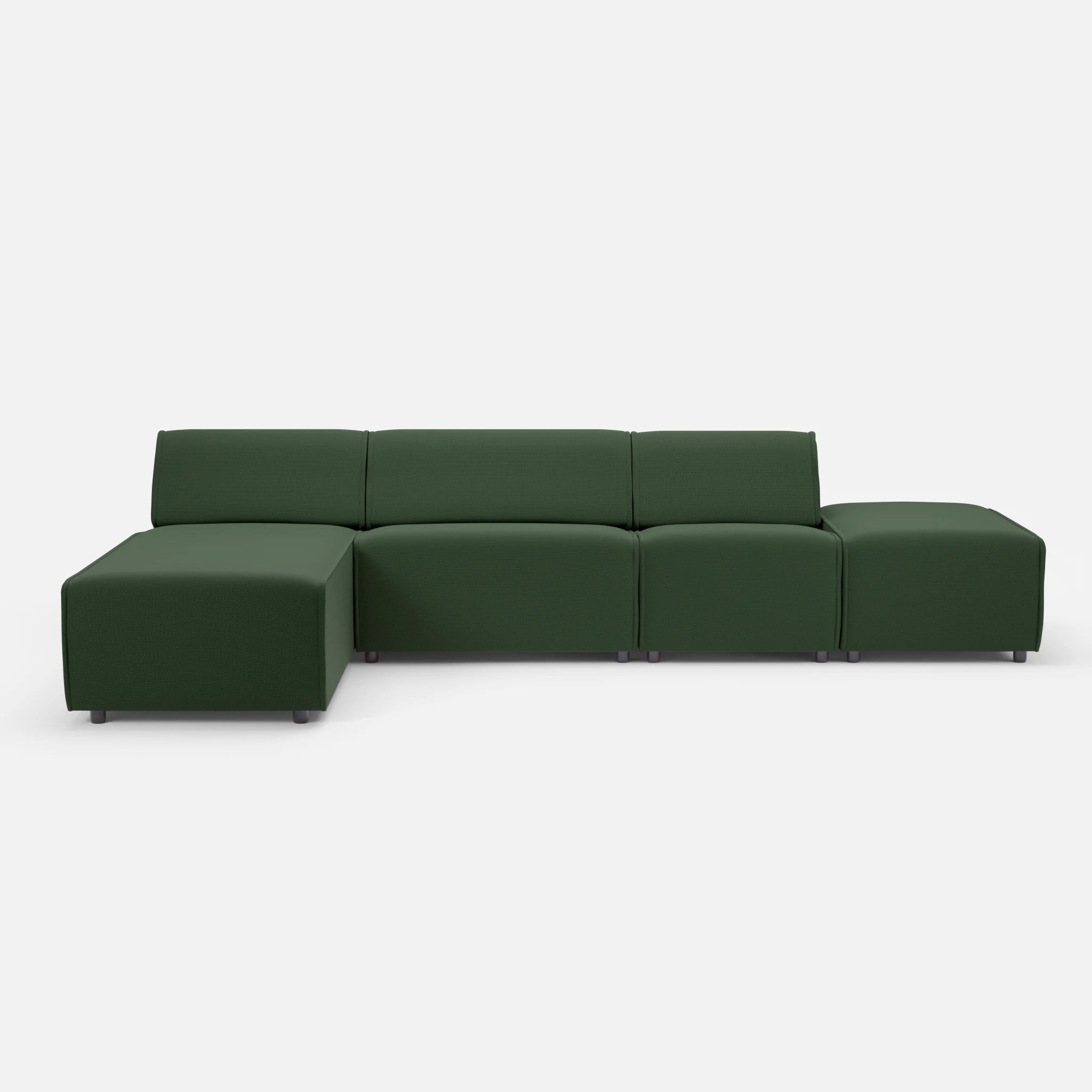 3 Sitzer Sofa Belleform mit offener Seite und Récamiere 1 nabucco7029 in Dunkelgrün von vorne
