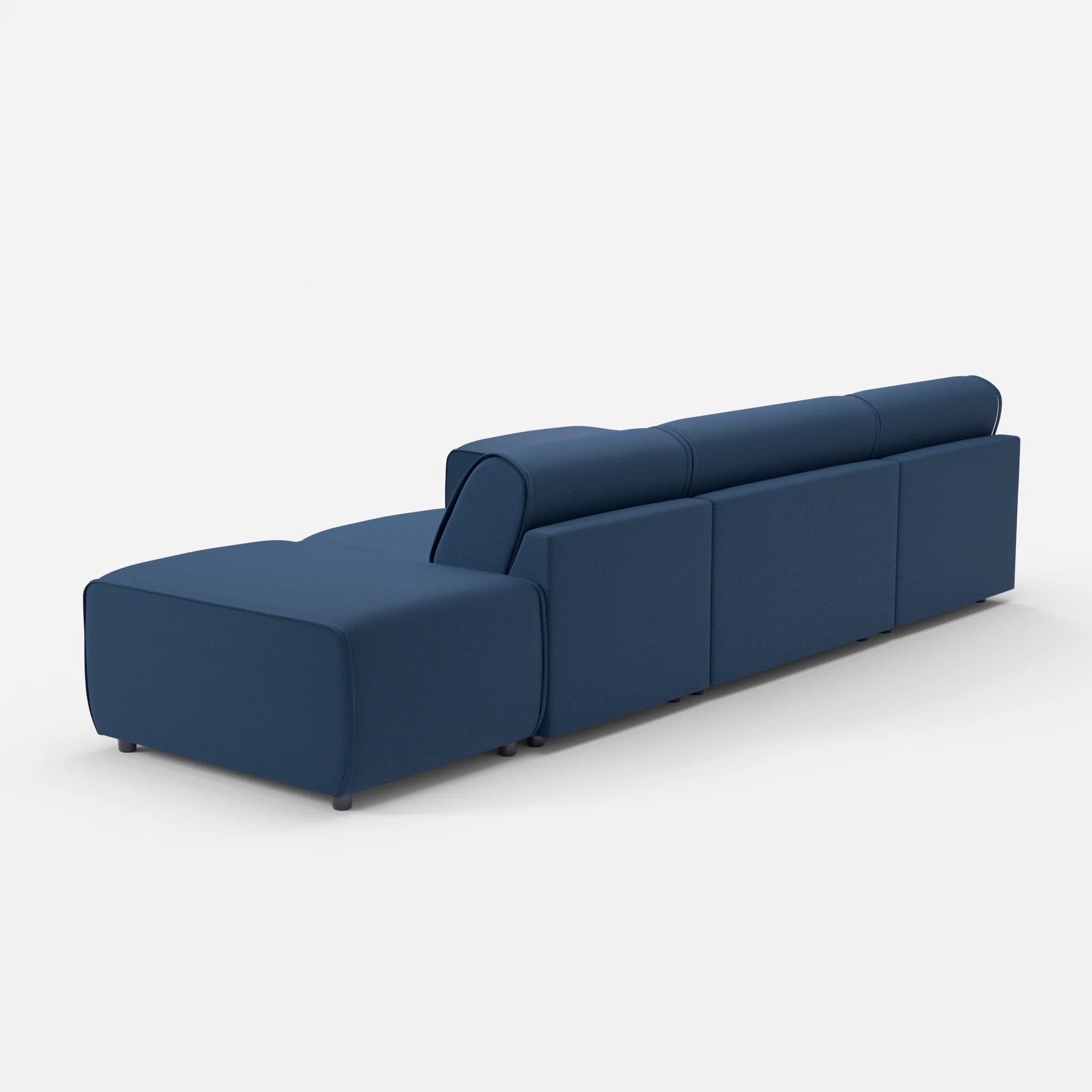 3 Sitzer Sofa Belleform mit offener Seite und Récamiere 1 novumamur in Navy von hinten