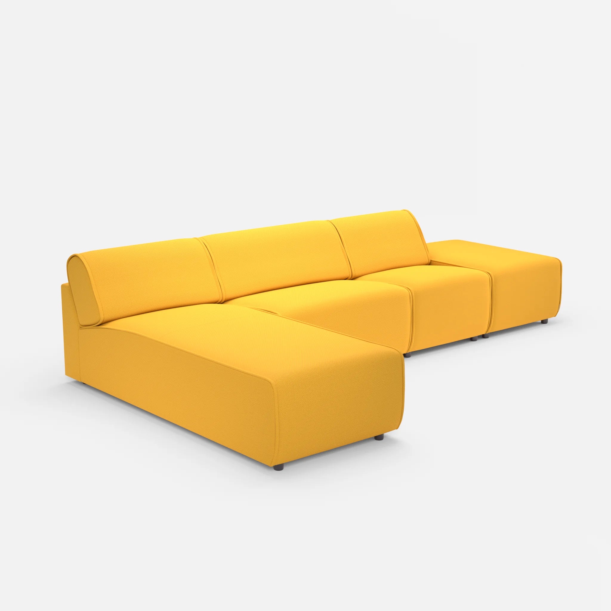 3 Sitzer Sofa Belleform mit offener Seite und Récamiere 1 novumcurry in Curry von der Seite