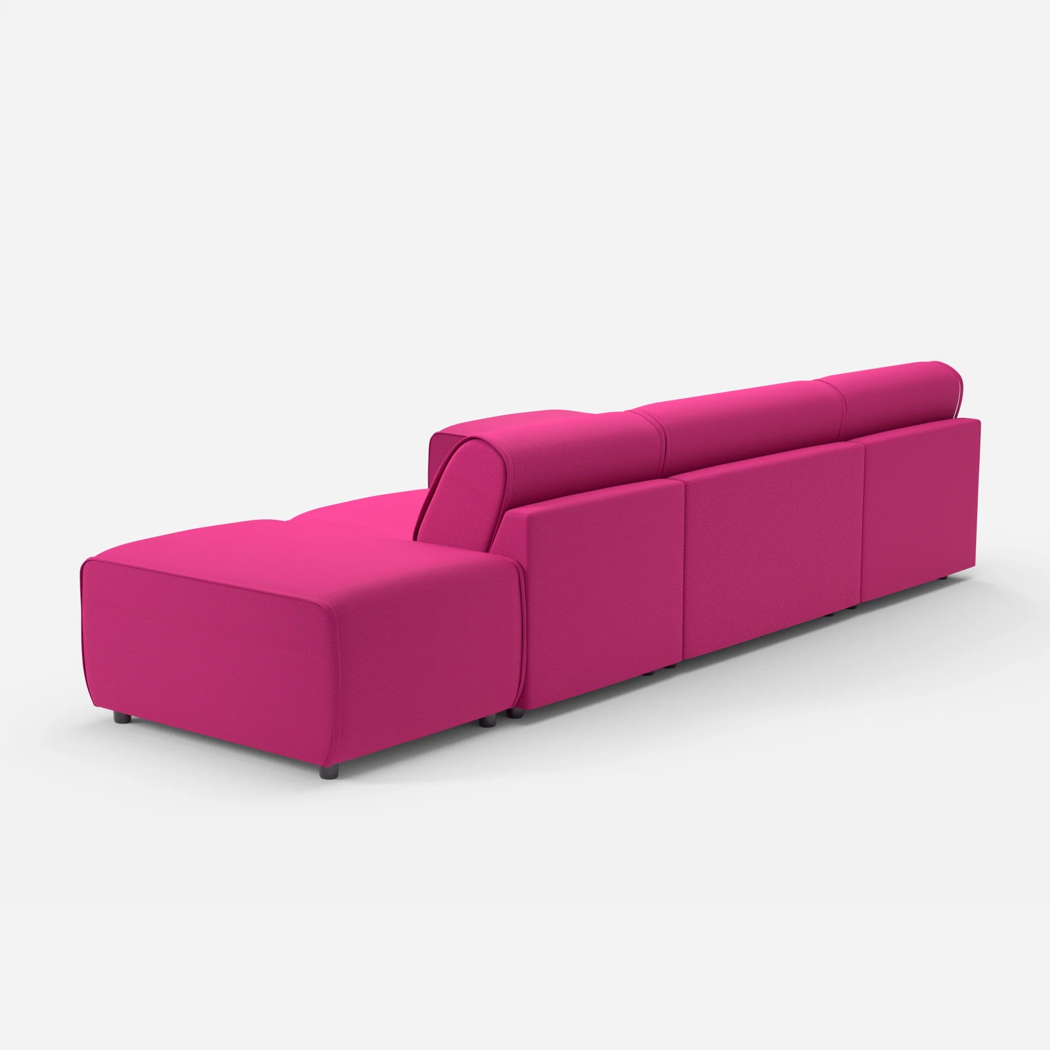 3 Sitzer Sofa Belleform mit offener Seite und Récamiere 1 novummagenta in Magenta von hinten