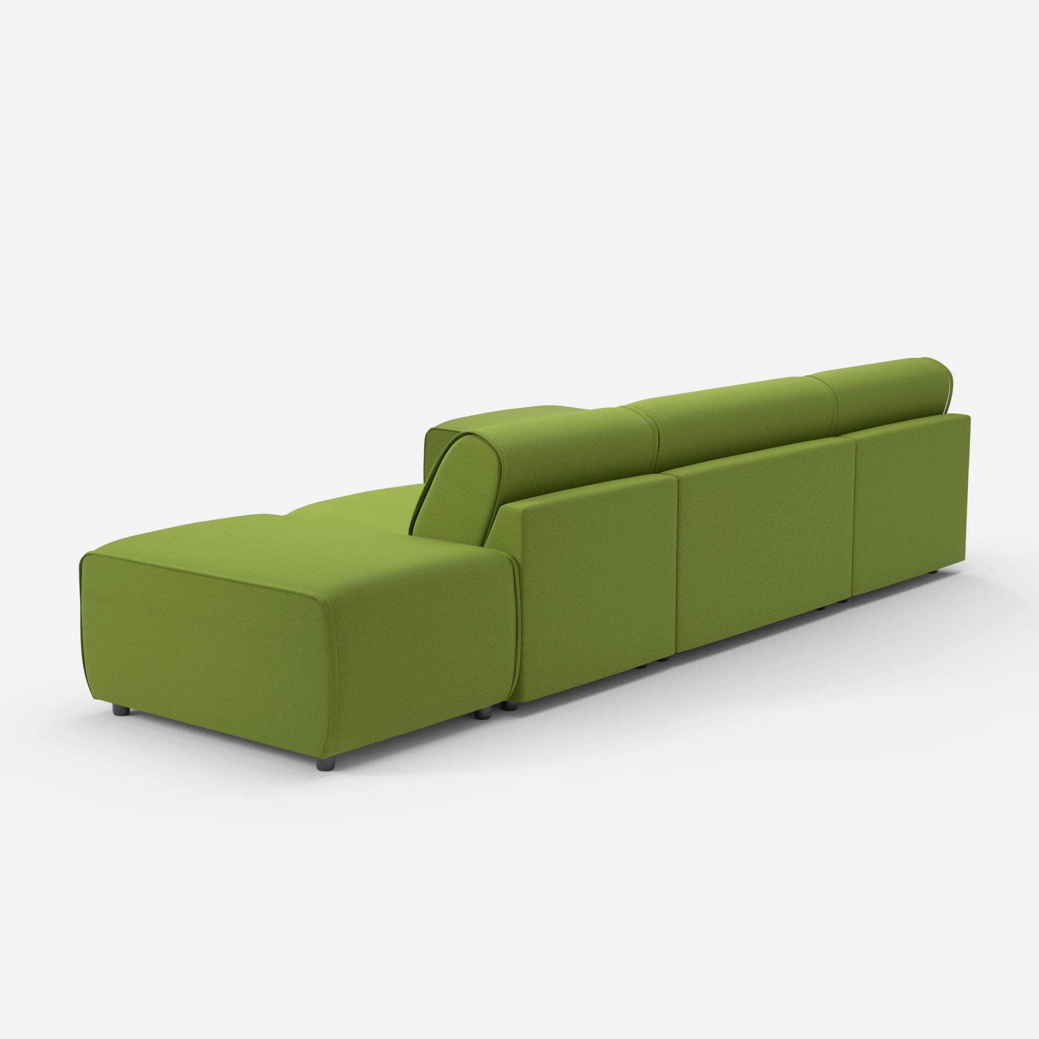 3 Sitzer Sofa Belleform mit offener Seite und Récamiere 1 novummoss in Grün von hinten