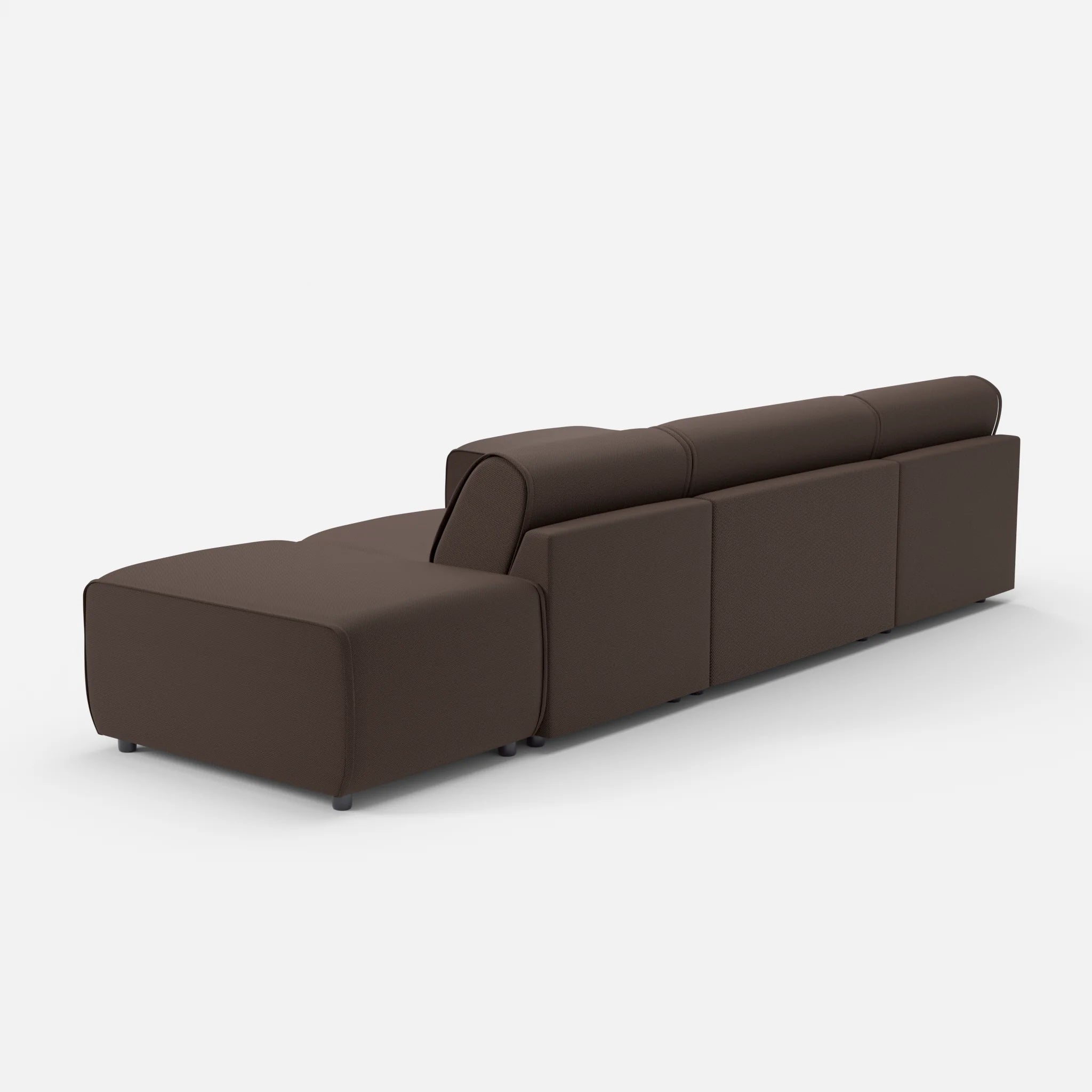 3 Sitzer Sofa Belleform mit offener Seite und Récamiere 1 novumrosewood in Dunkelbraun von hinten