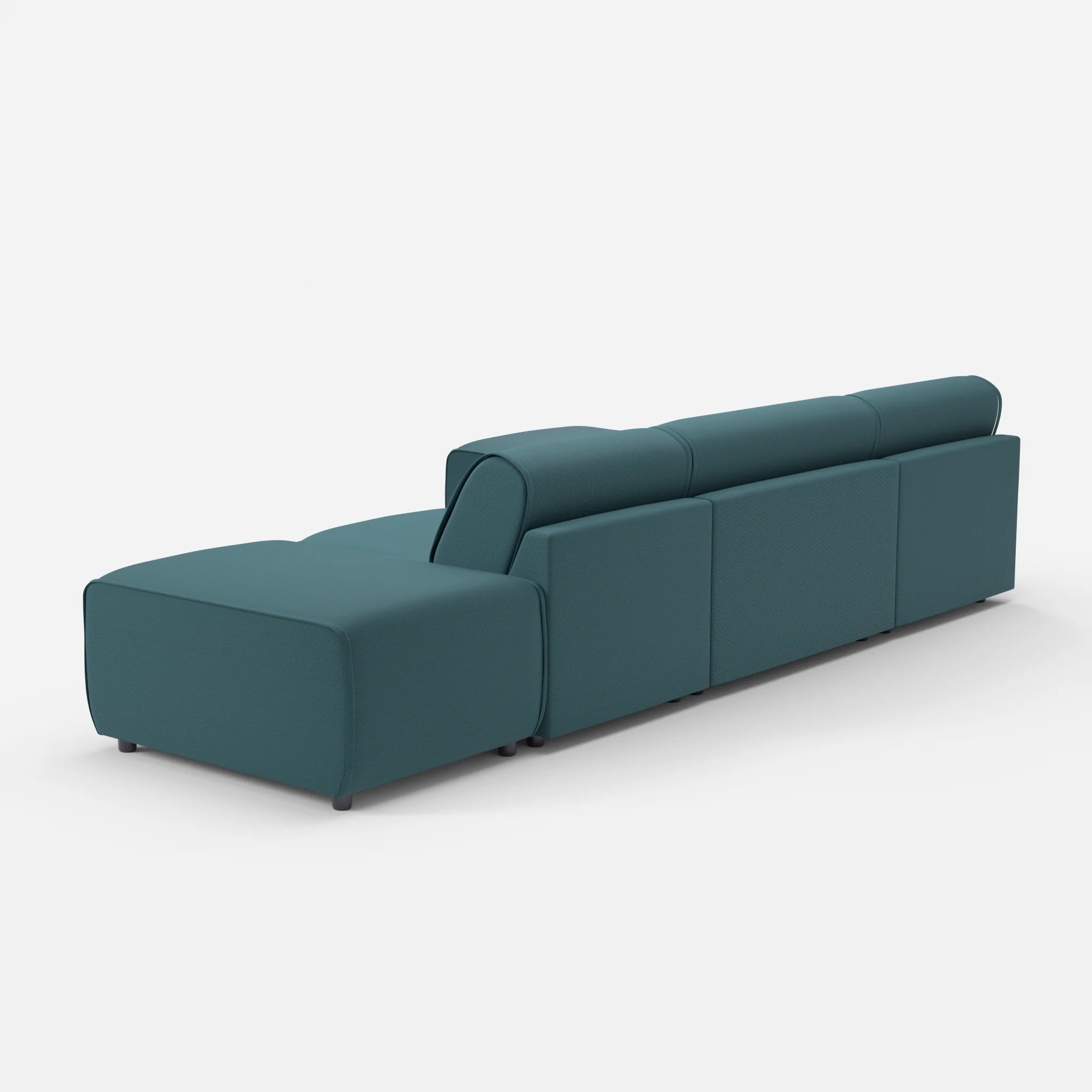 3 Sitzer Sofa Belleform mit offener Seite und Récamiere 1 novumsamoa in Dunkelblau von hinten
