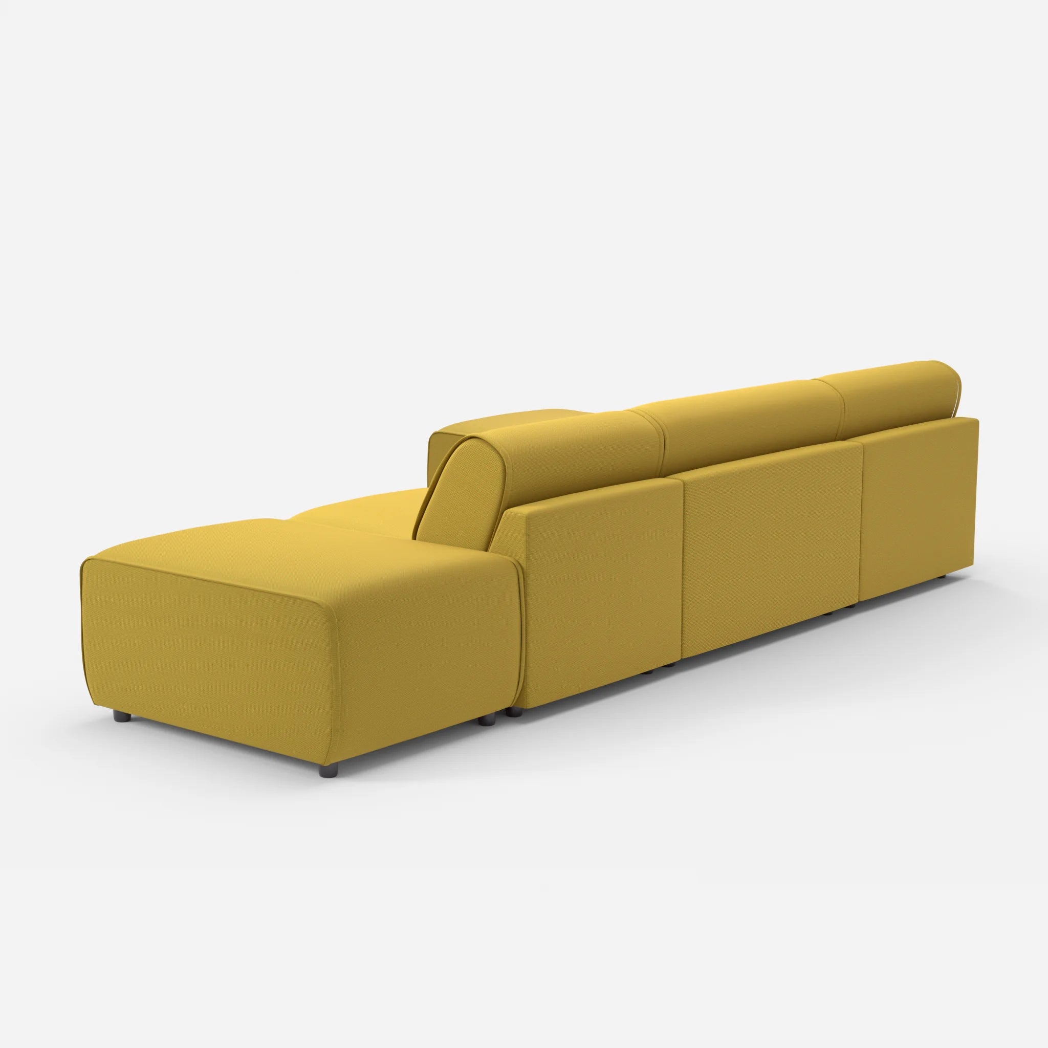 3 Sitzer Sofa Belleform mit offener Seite und Récamiere 1 novumtivoli in Hellgrün von hinten