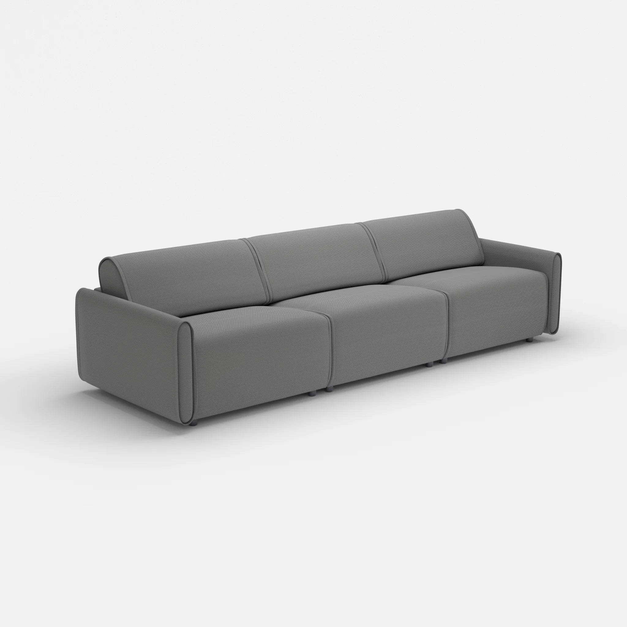 3 Sitzer Sofa Belleform mit schmaler Armlehne 3 novumkies in Mittelgrau von der Seite