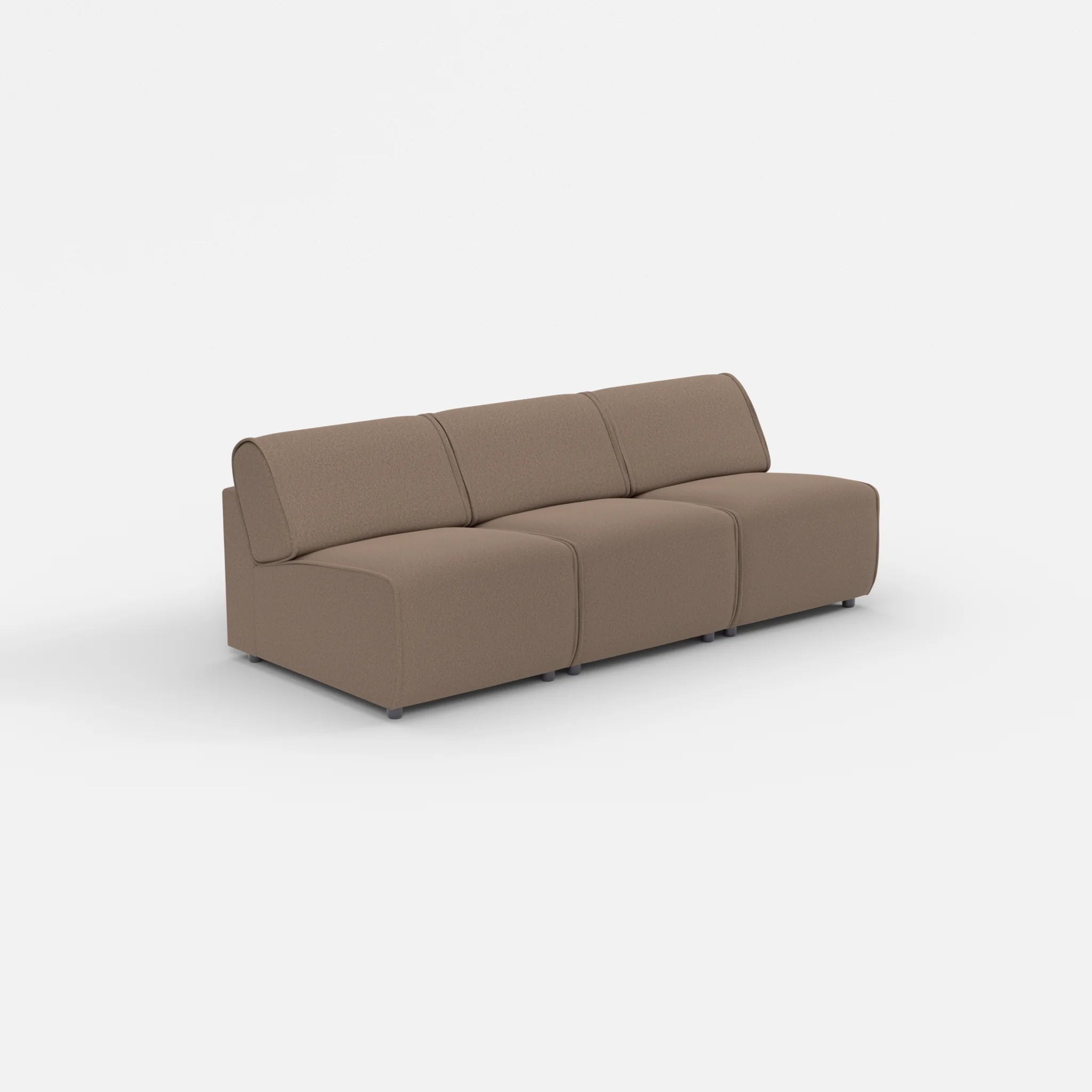 3 Sitzer Sofa Belleform ohne Armlehne 1 dama0051 in Braun von der Seite