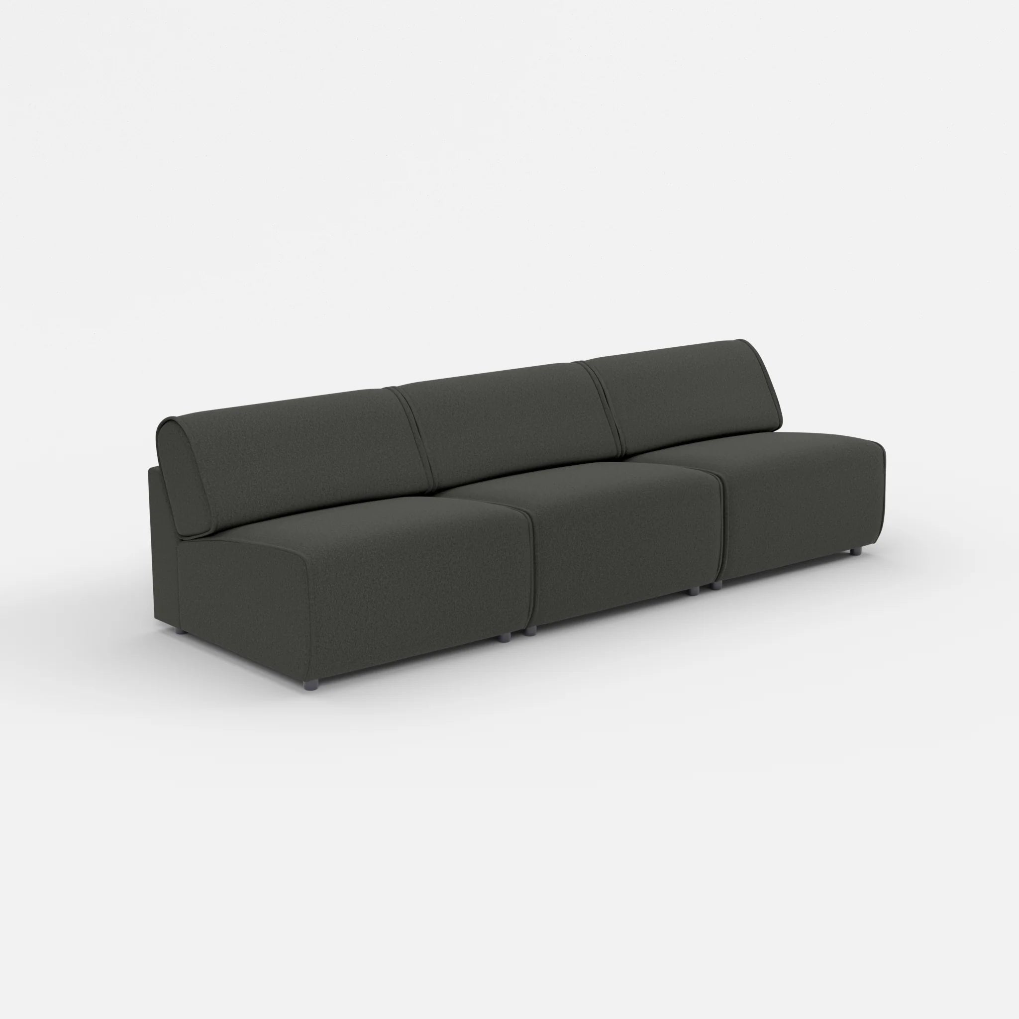 3 Sitzer Sofa Belleform ohne Armlehne 3 dama0002 in Anthrazit von der Seite