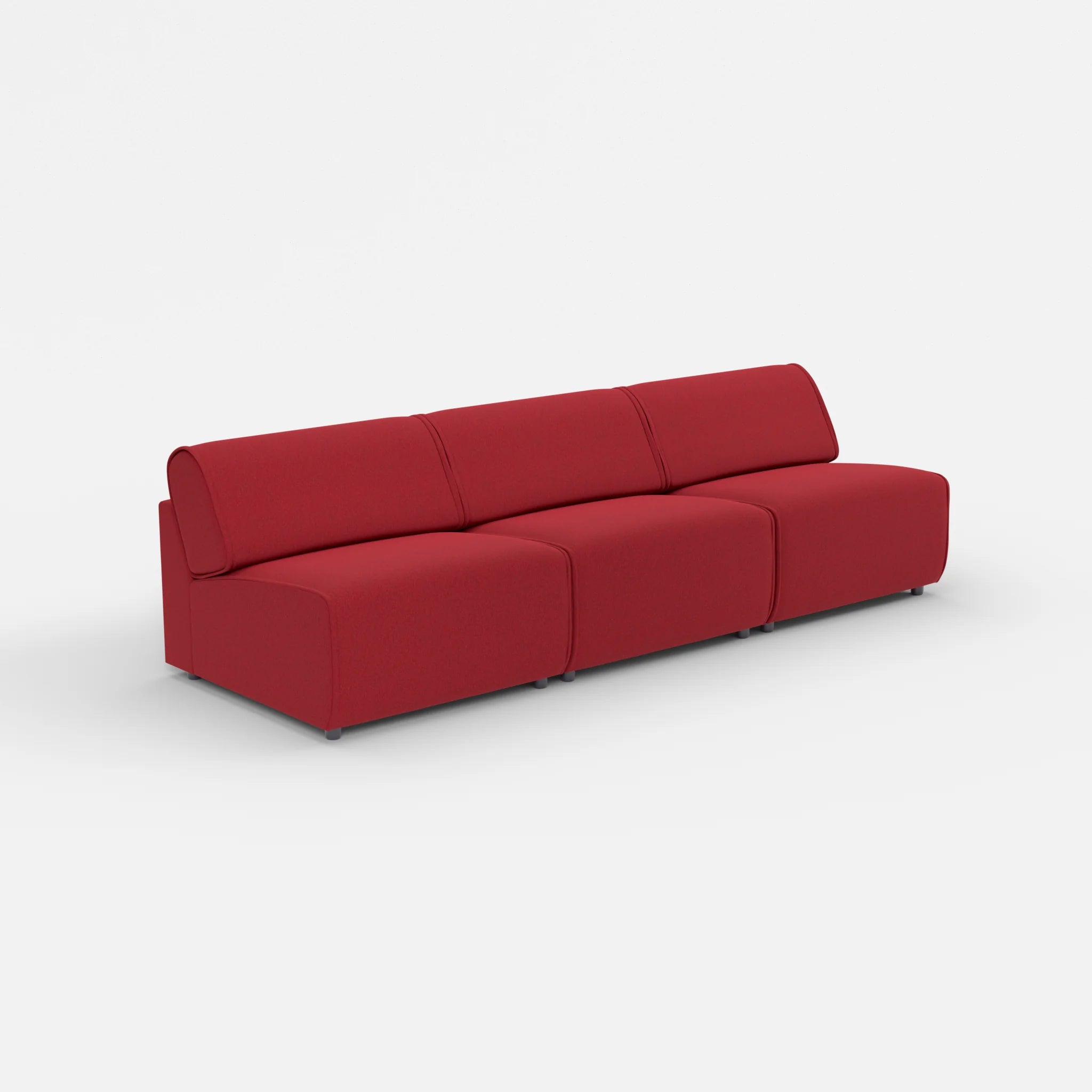 3 Sitzer Sofa Belleform ohne Armlehne 3 dama0053 in Rot von der Seite