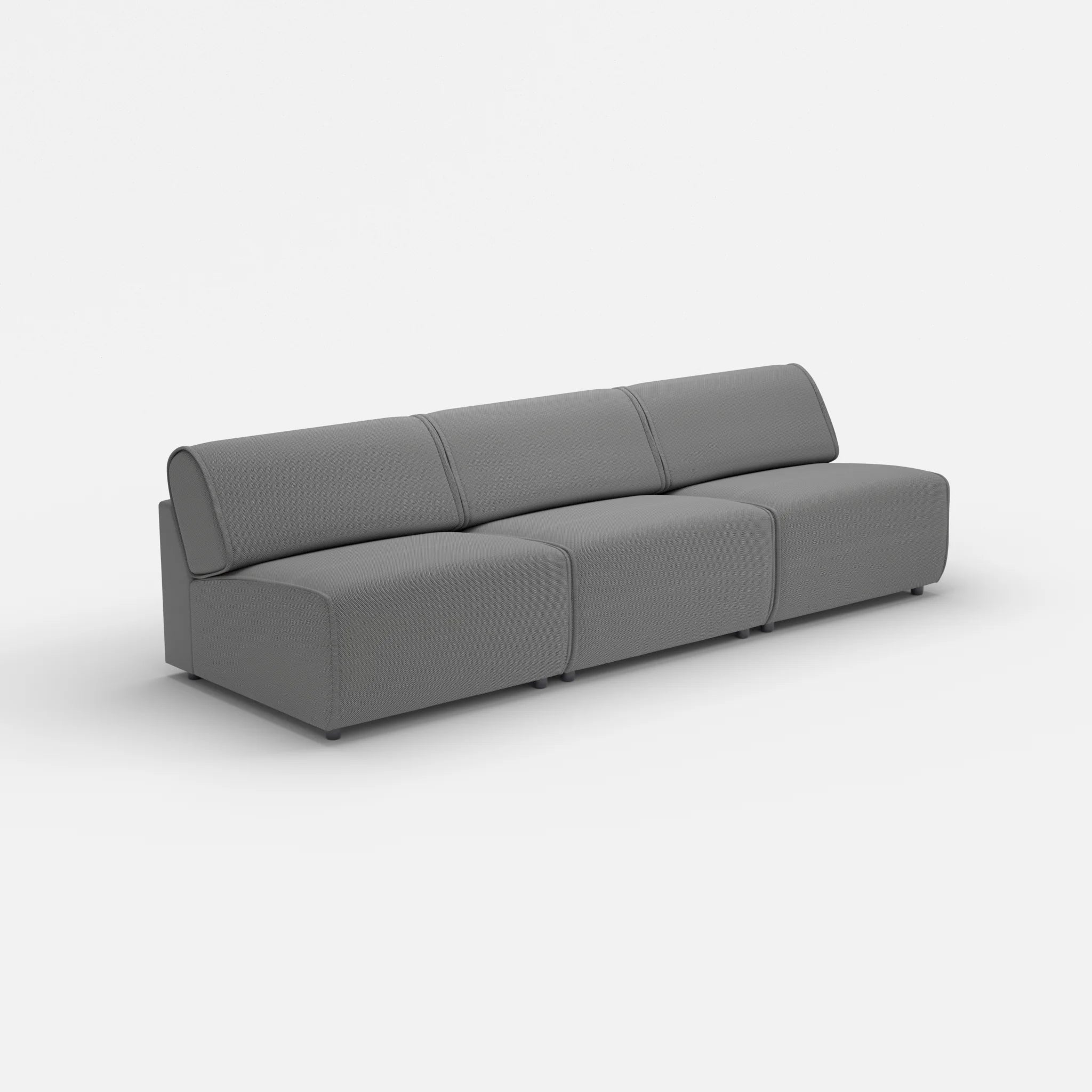 3 Sitzer Sofa Belleform ohne Armlehne 3 novumkies in Mittelgrau von der Seite
