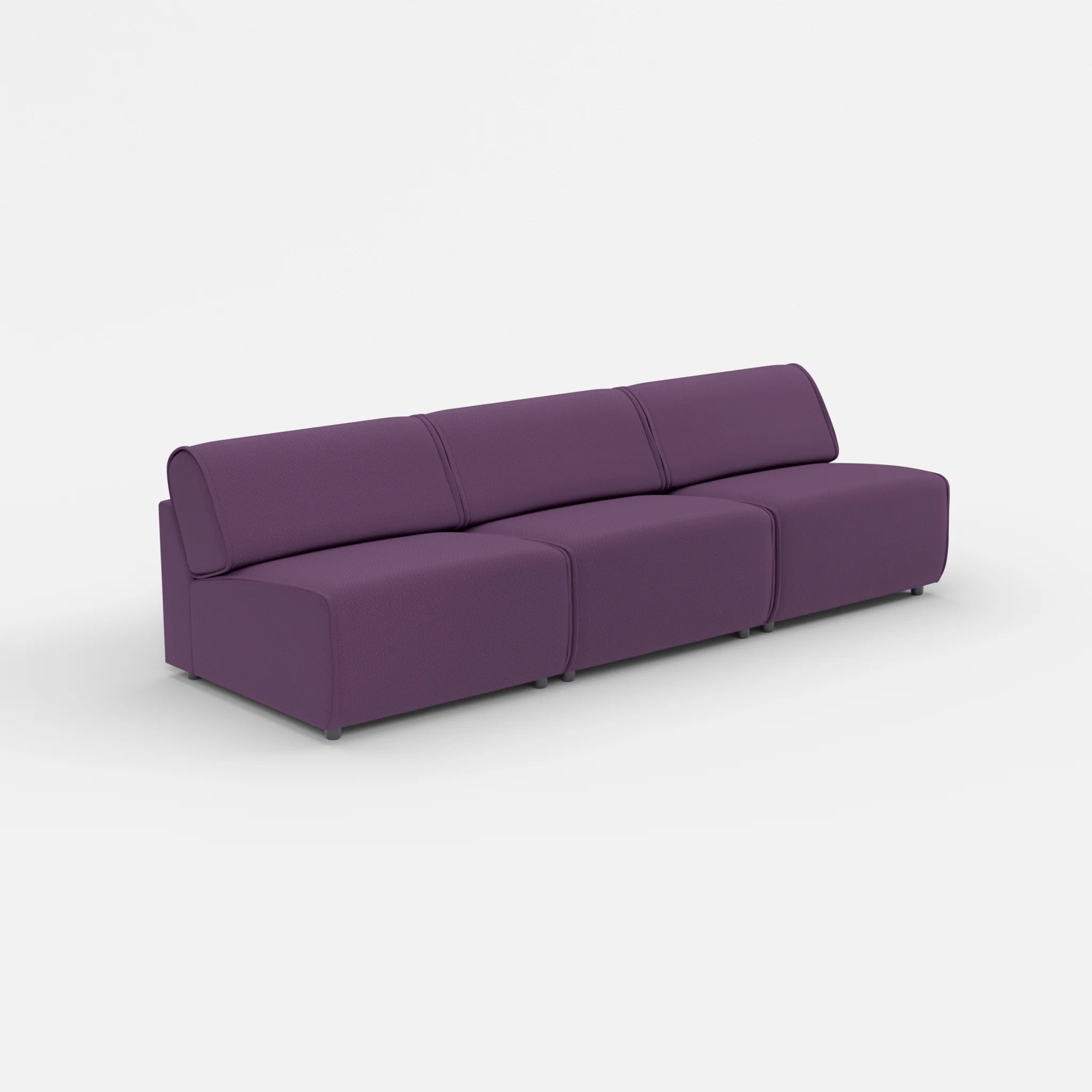 3 Sitzer Sofa Belleform ohne Armlehne 3 novumprune in Violett von der Seite
